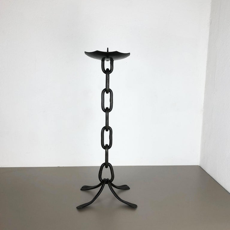 Extra Large Modernist Vintage Sculptural Brutalist Metal Candleholder, Austria For Sale 10