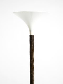 XXL 70s Pop Art floor lamp with a dark brown wicker frame and a plexiglass shade