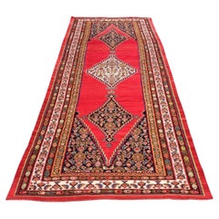 XXL Antique hand-woven Senneh Kilim with geometric pattern, Caucasus 1920s