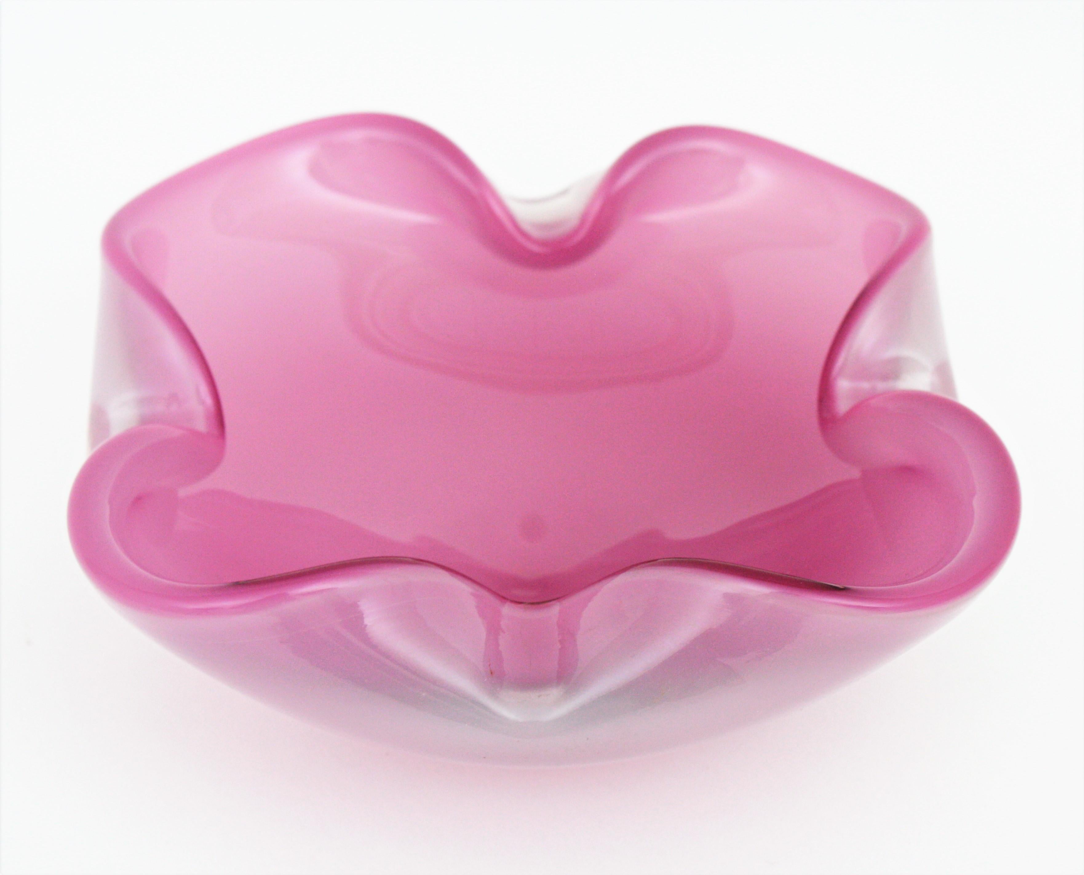 XXL Archimede Seguso Murano Opal Pink Alabastro Glass Folded Bowl /Centerpiece 4