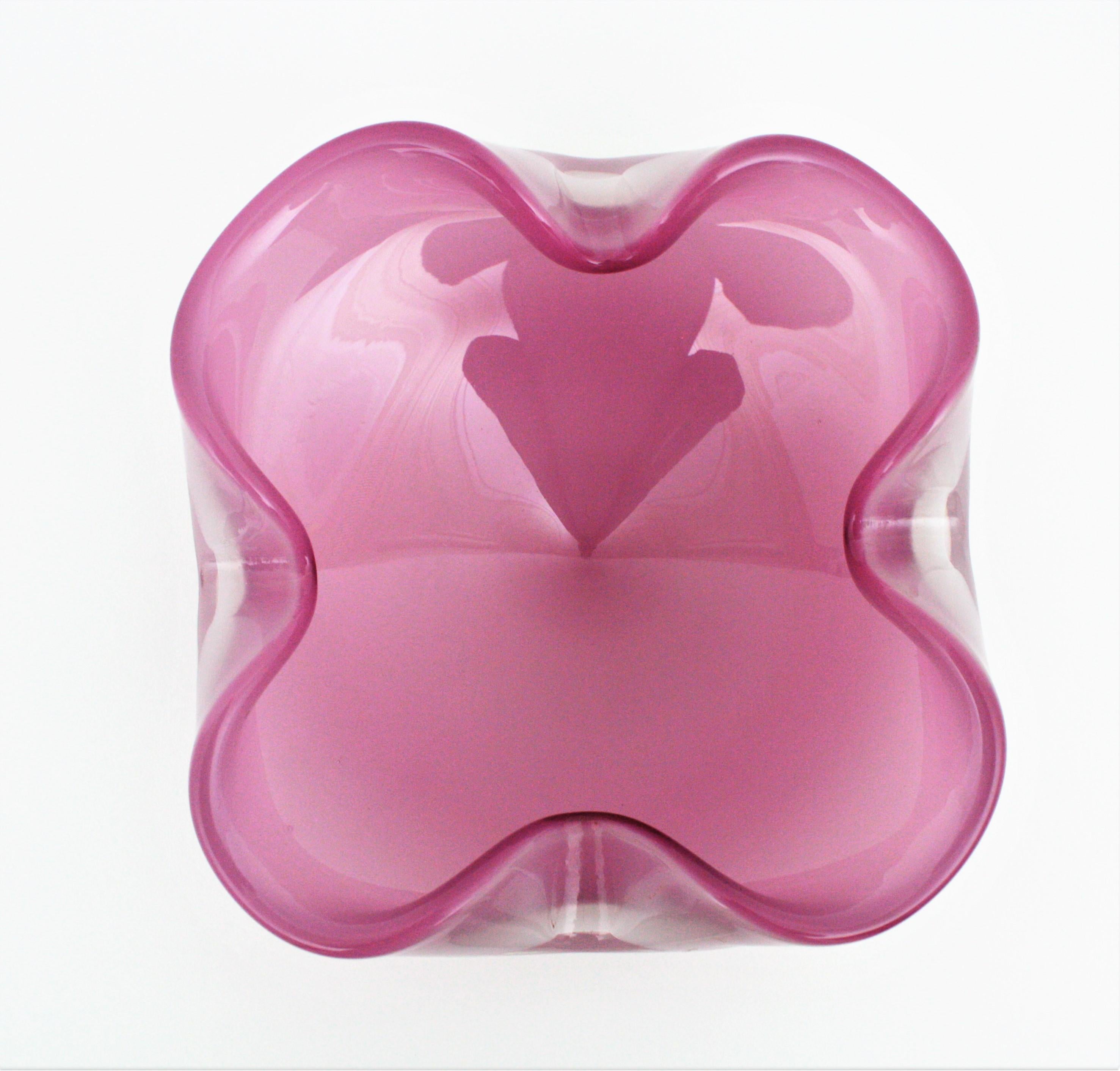 XXL Archimede Seguso Murano Opal Pink Alabastro Glass Folded Bowl /Centerpiece 5