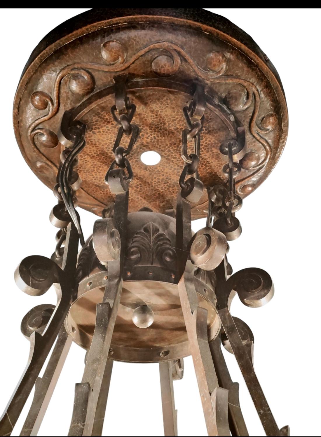 Bronzo Lampadario XXL Arts&Crafts in vendita