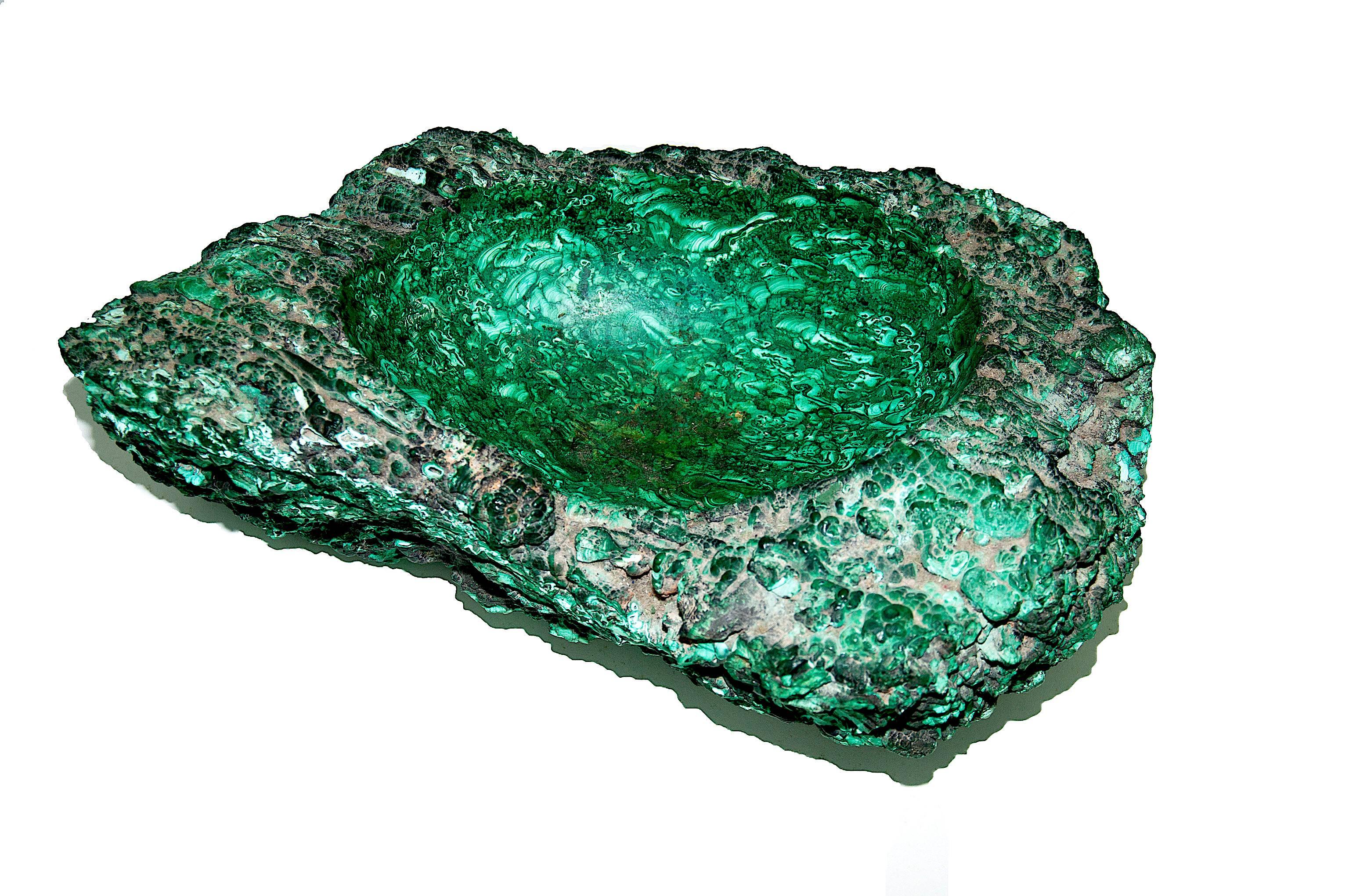 Rococo Revival Extra Large Ashtray in Malachite or Vide-Poche