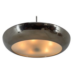 XXL Bauhaus / Functionalist Chrome Chandelier Ufo, 1930s, Restored