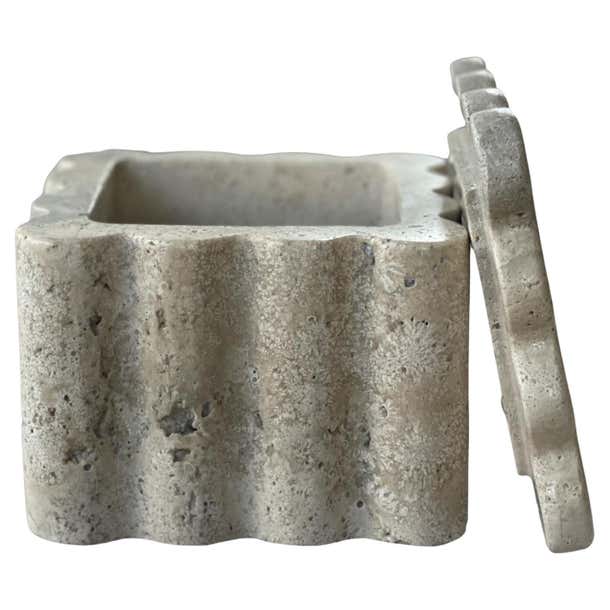 XXL Box: Large Stone Lidded Box in Beige Travertine by Anastasio Home ...
