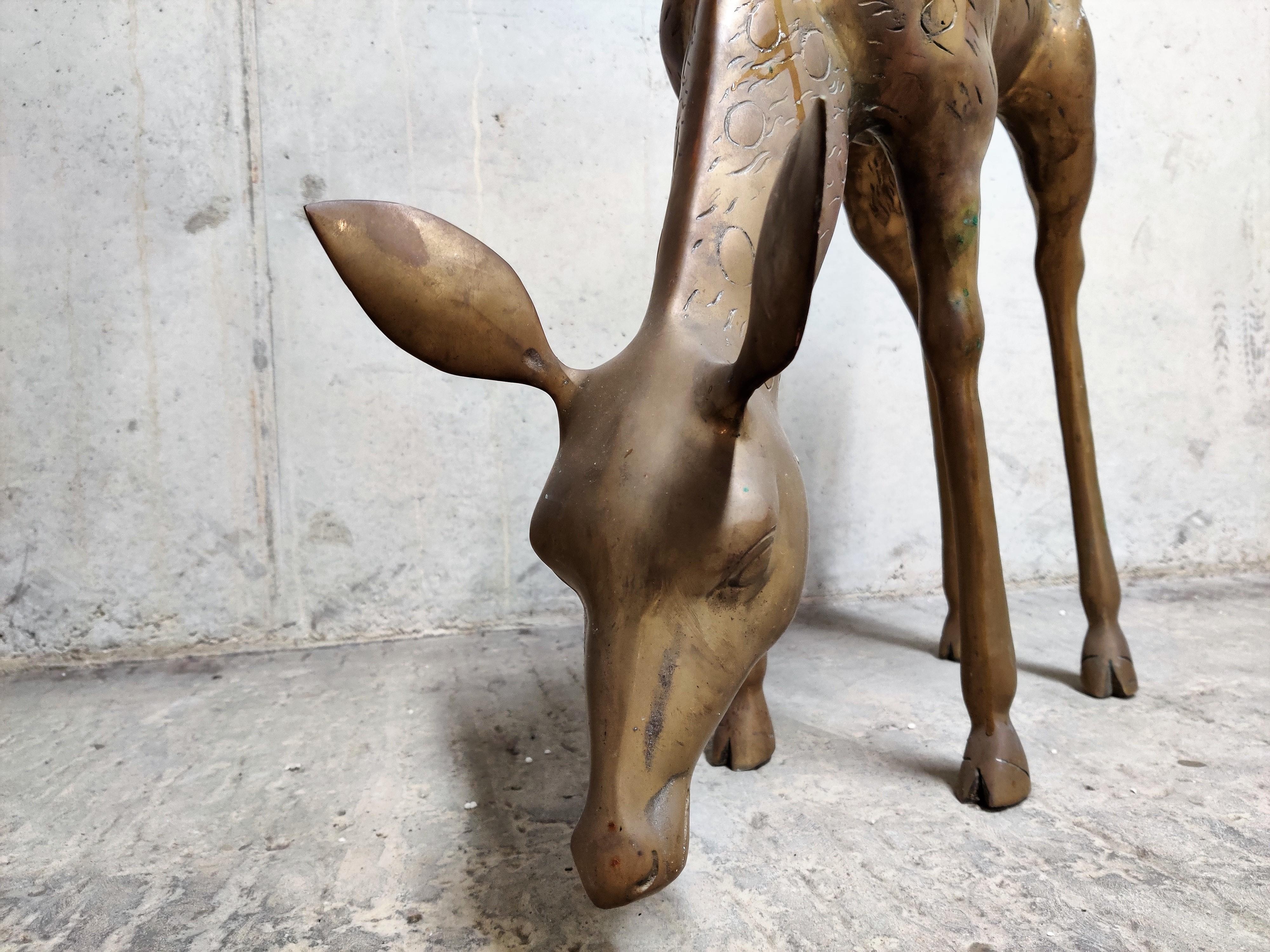 Extra Large Brass Deer Sculptures, 1970s In Good Condition In HEVERLEE, BE