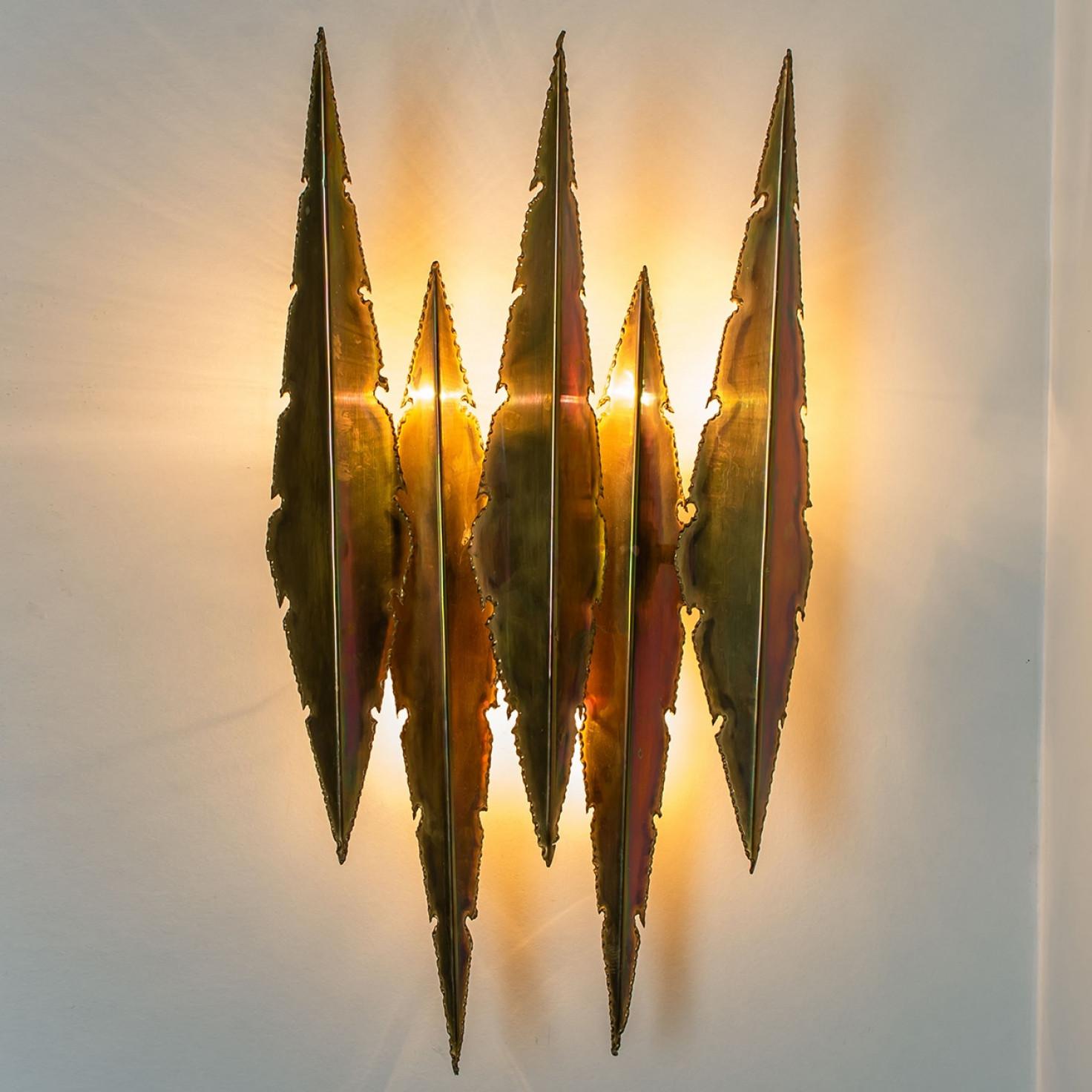 Lámpara de pared XXL de latón de Holm Sorensen, 1960 Brutalista en venta