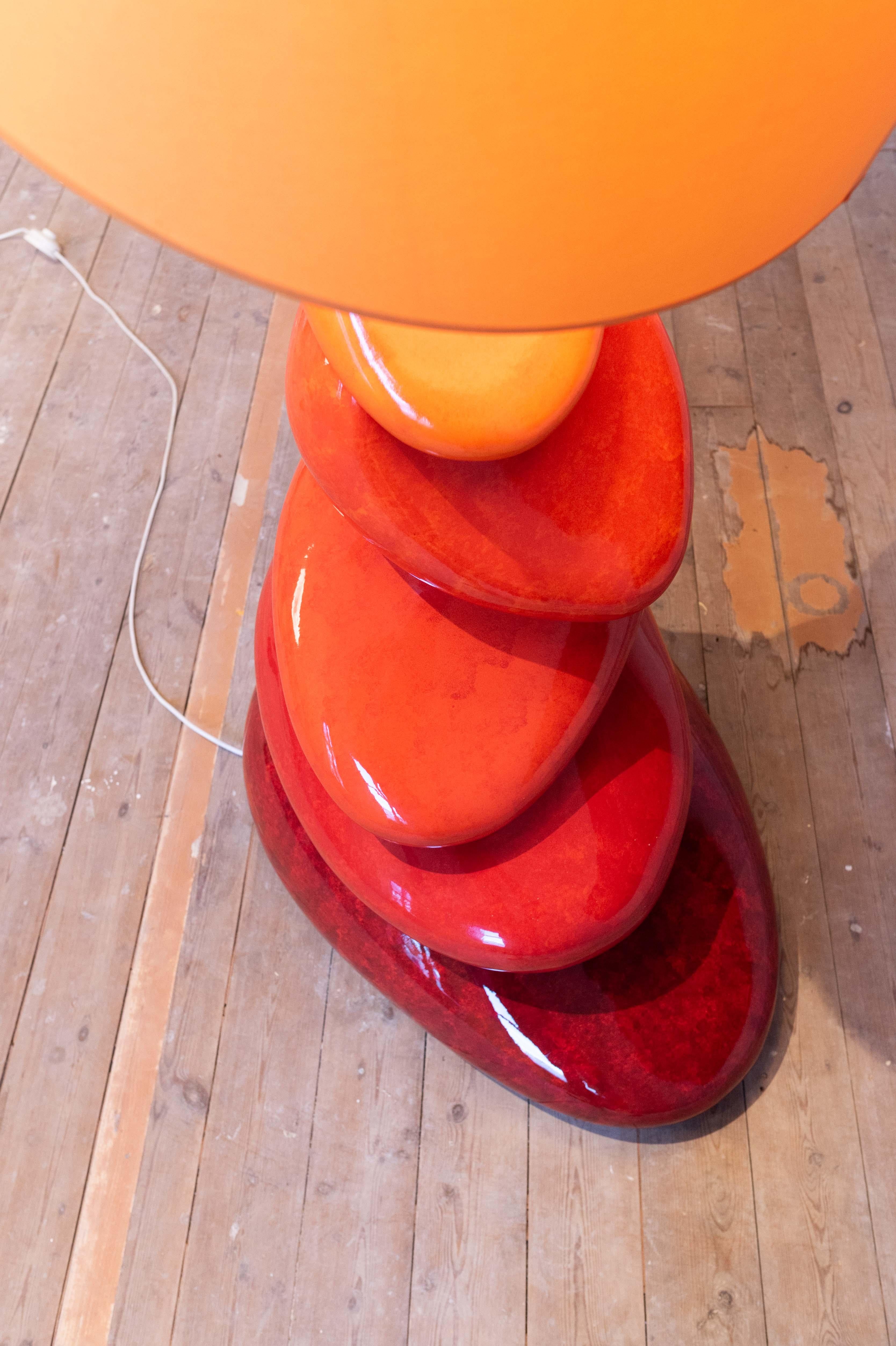 XXL ceramic galet mid-century floor lamp by François Châtain  In Good Condition In Oostende, BE