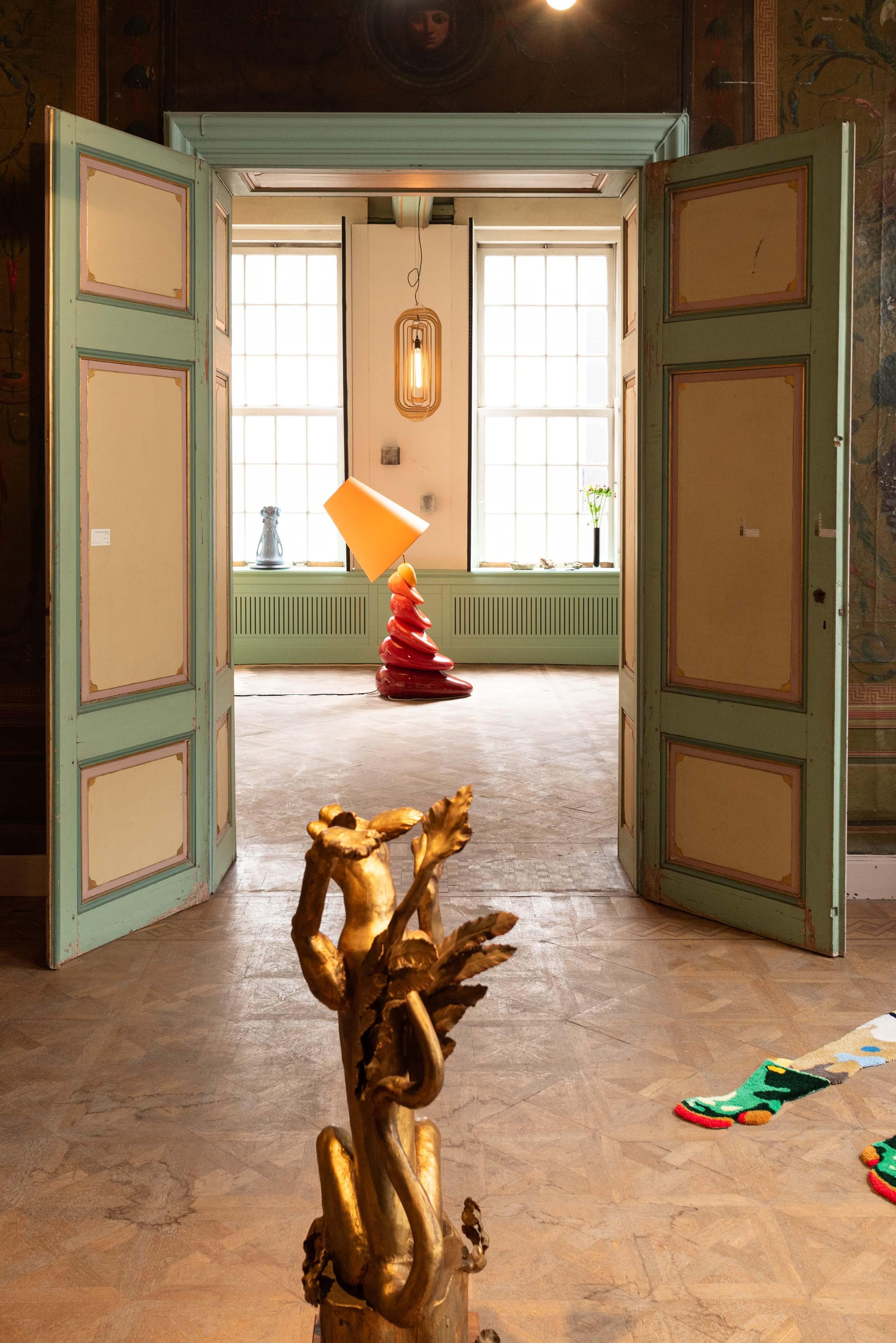 XXL ceramic galet mid-century floor lamp by François Châtain 1