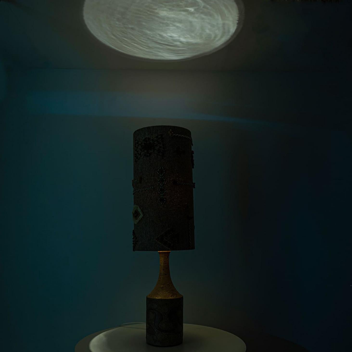 XXL Ceramic Table Lamp by Mette Stiil with Custom Lampshade, Denmark 1960 For Sale 4