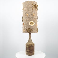 XXL Ceramic Table Lamp by Mette Stiil with Custom Lampshade, Denmark 1960