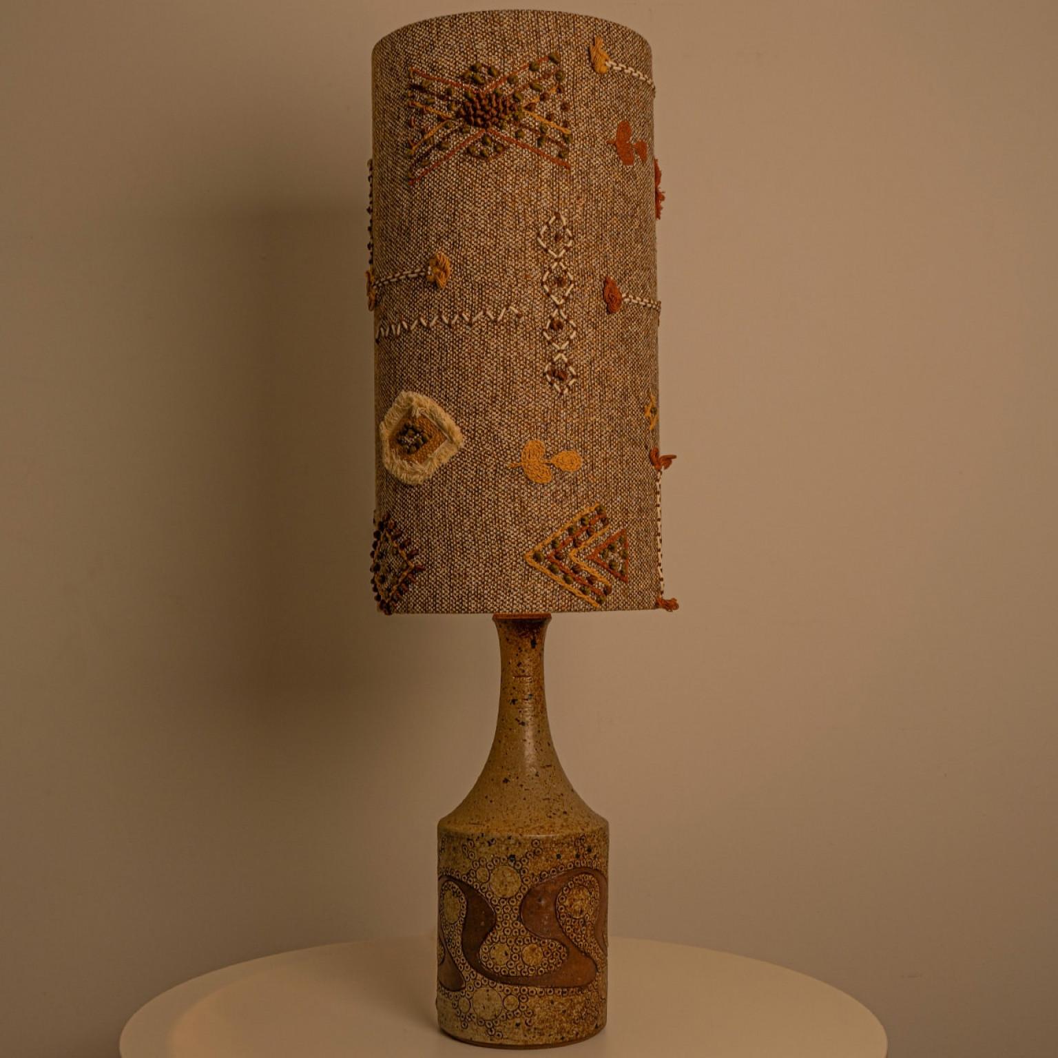 Other XXL Ceramic Table Lamp by Mette Stiil with Custom Lampshade, Denmark 1960 For Sale