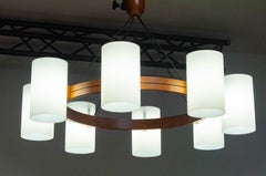 Lustre XXL par Uno & Östen Kristiansson pour Luxus en chêne et acrylique blanc.