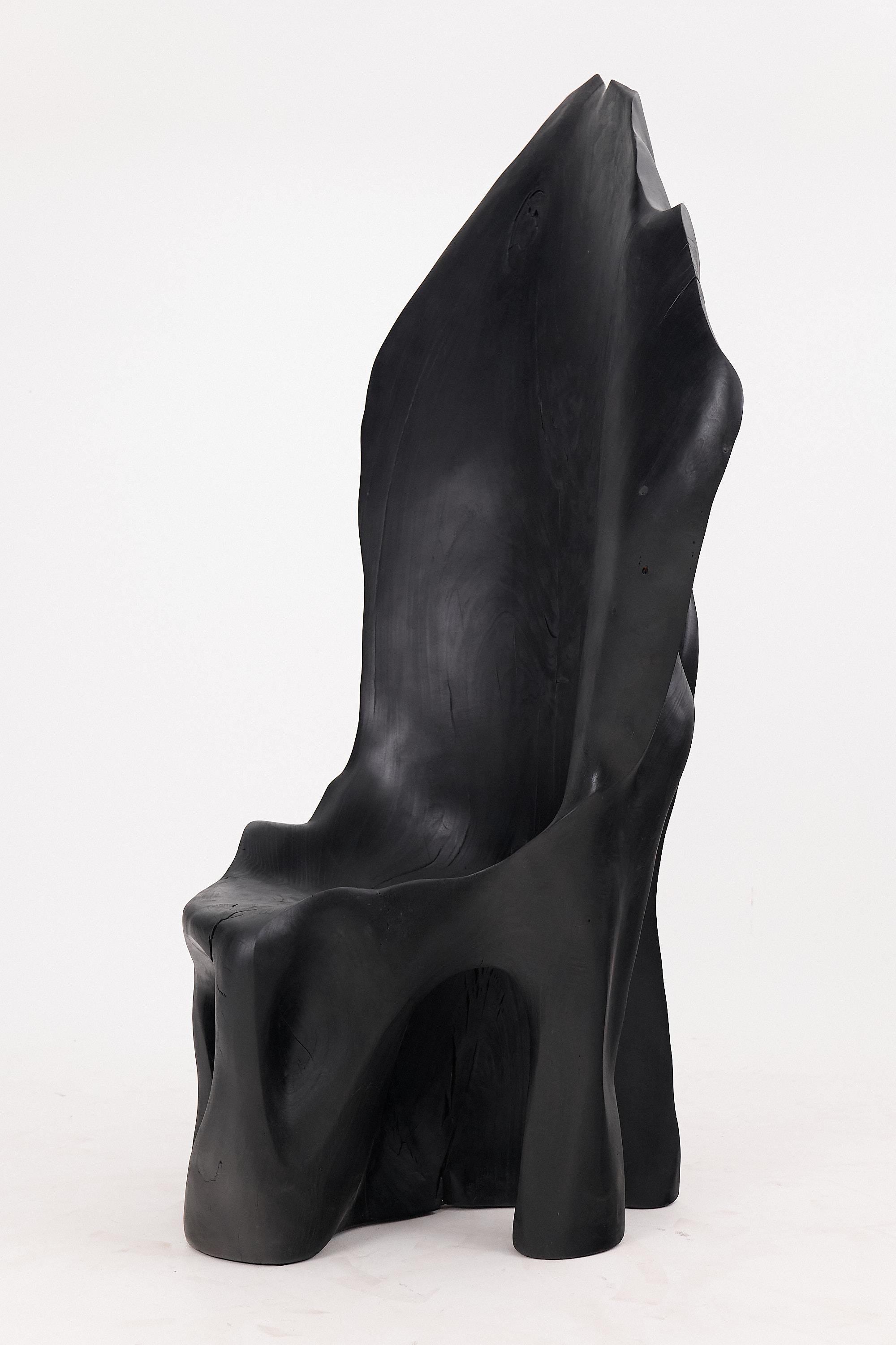 Silla Trono XXL de madera negra carbonizada con forma orgánica by Logniture en Nuevo estado para la venta en Stara Gradiška, HR