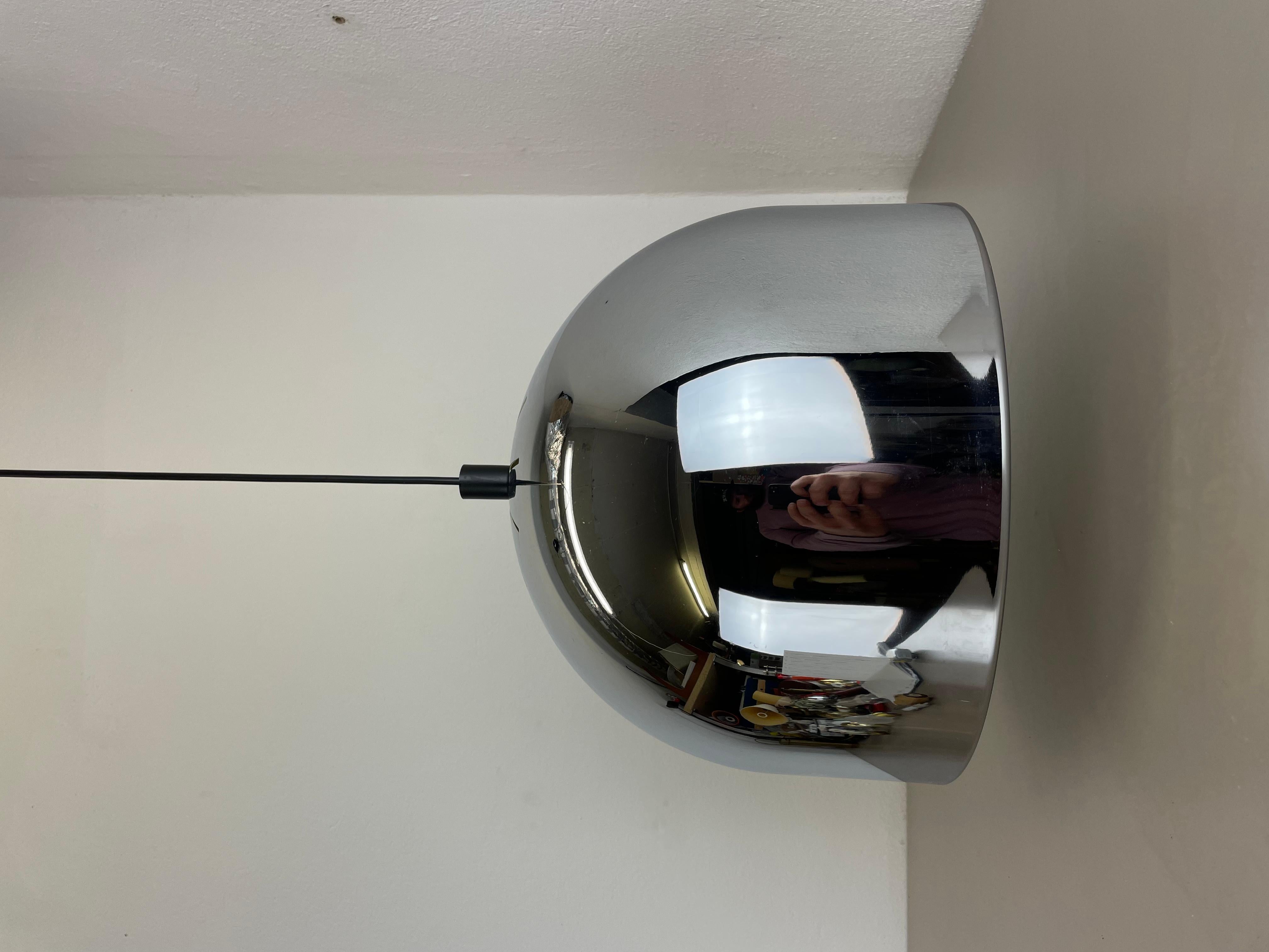 Xxl Chromed Metal Bubble Hanging Light by Rolf Krüger for Staff Lights, Germany For Sale 1