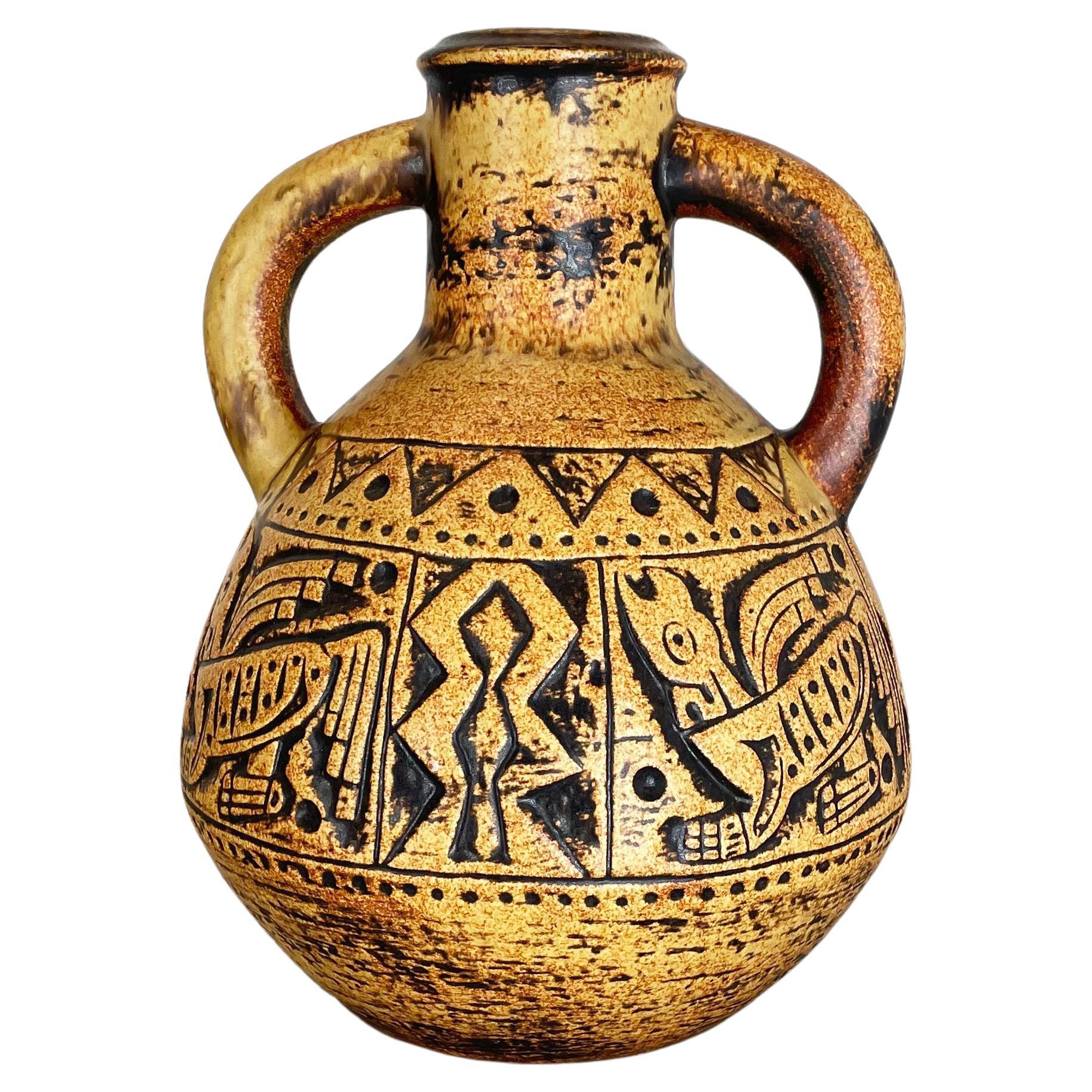 Vase "MAYA TIKI" en poterie de lave grasse colorée xxl par Jasba Ceramics, Allemagne, 1970