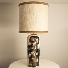 XXL Dark Brown Beige Table Lamp by Jeppe Hagedorn, Denmark 1960s