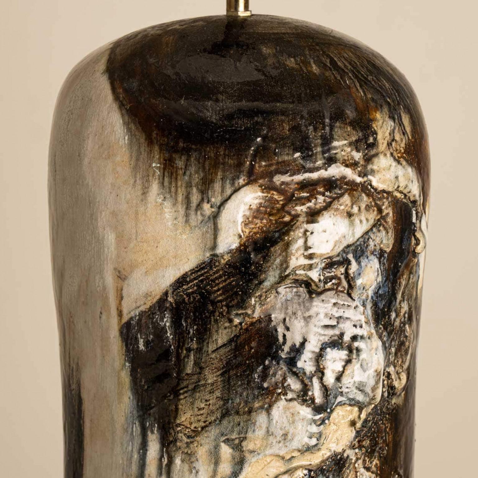 XXL Dunkelbraun-Beige Tischlampe von Jeppe Hagendorn, Dänemark 1960er Jahre (Moderne der Mitte des Jahrhunderts) im Angebot