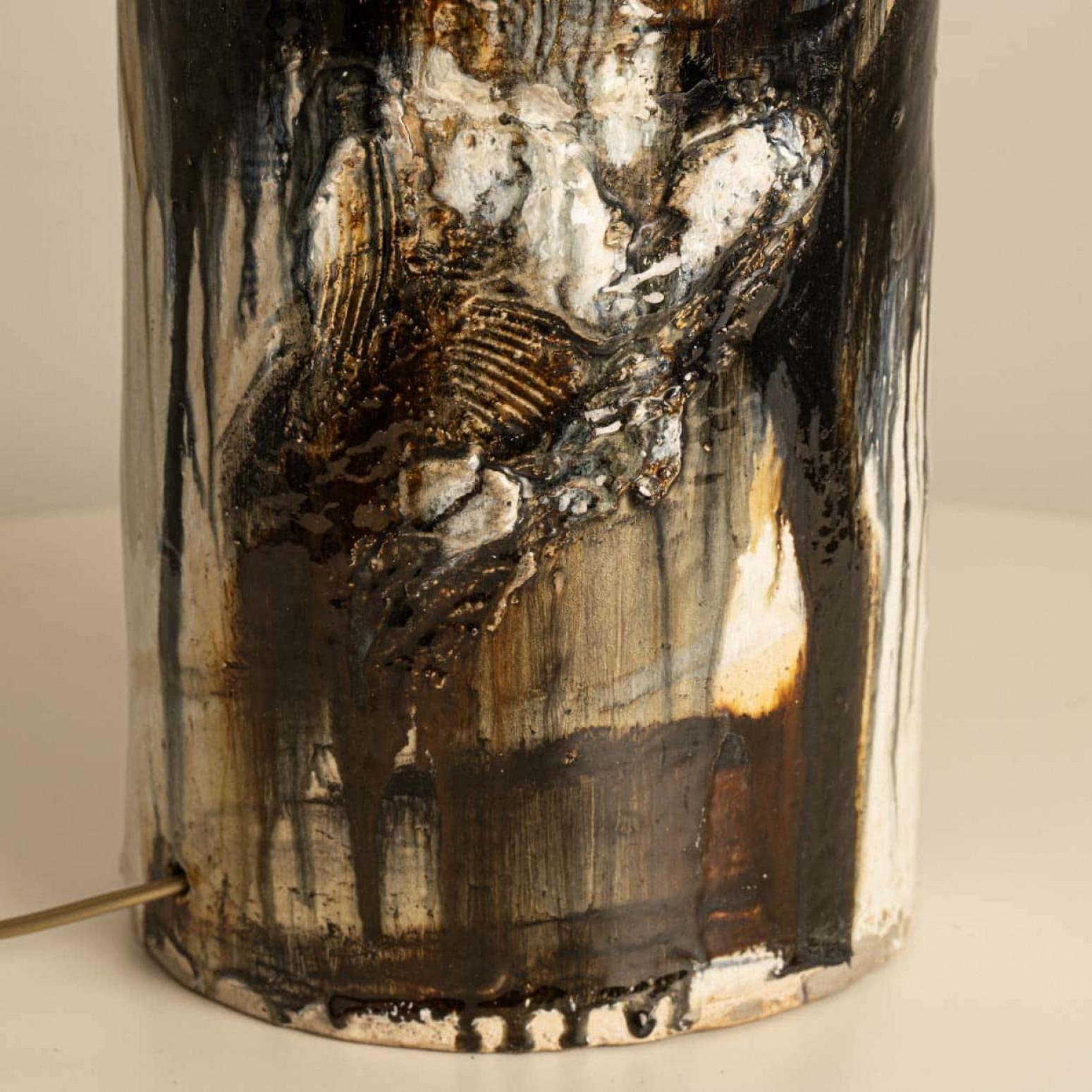 XXL Dunkelbraun-Beige Tischlampe von Jeppe Hagendorn, Dänemark 1960er Jahre im Zustand „Gut“ im Angebot in Rijssen, NL