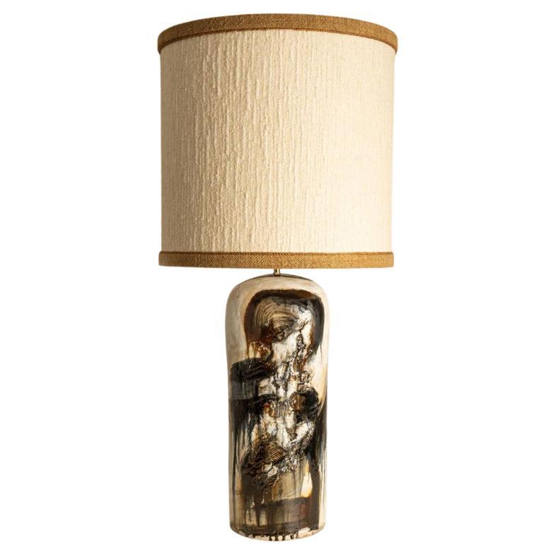 XXL Dark Brown Beige Table Lamp by Jeppe Hagendorn, Denmark 1960s