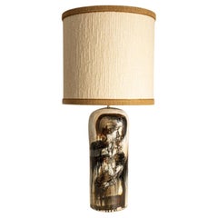 XXL Dark Brown Beige Table Lamp by Jeppe Hagendorn, Denmark 1960s