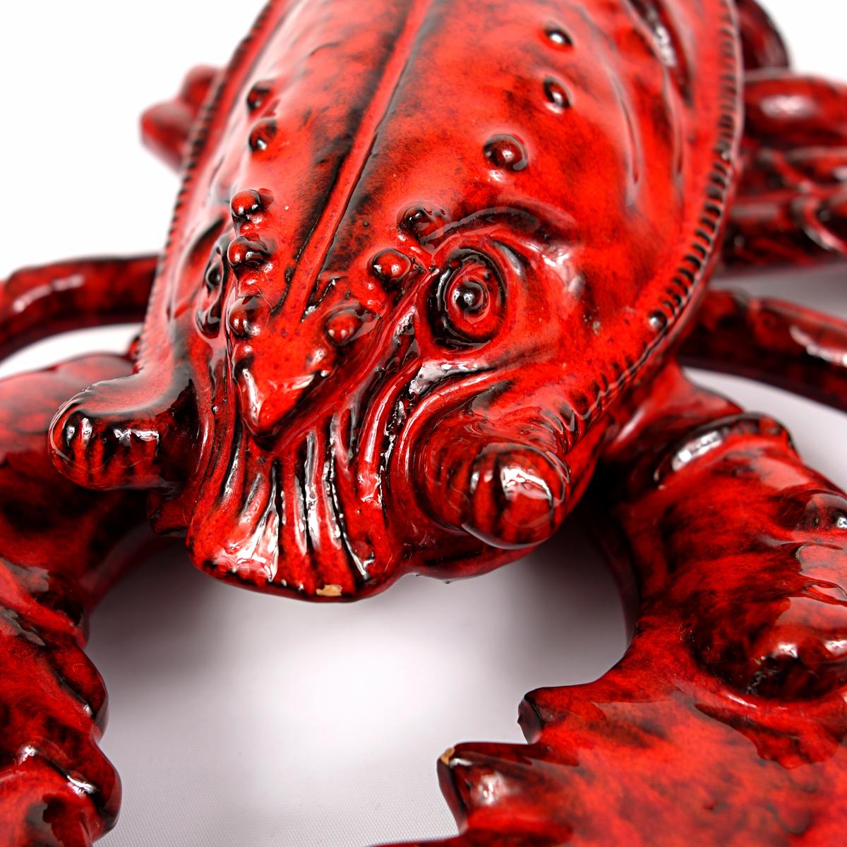 XXL Decorative Red Ceramic Lobster Marked Made in Italy For Sale 1