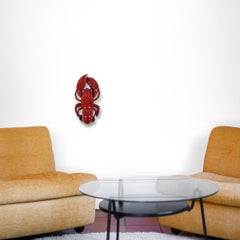 XXL Decorative Red Ceramic Lobster Marked Made in Italy