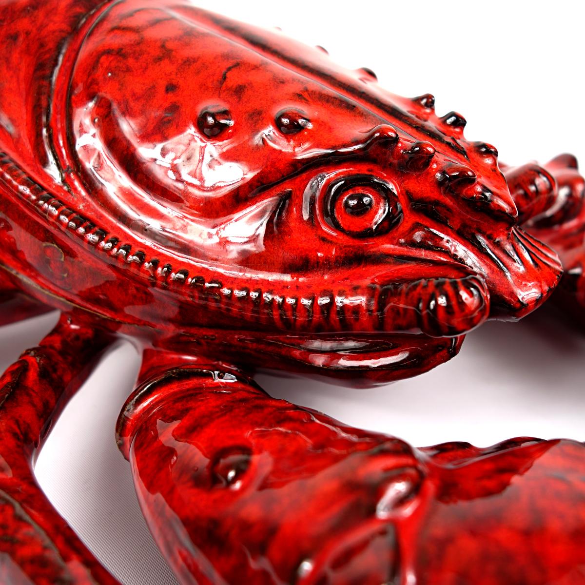 20th Century XXL Decorative Red Ceramic Lobster Marked Made in Italy For Sale