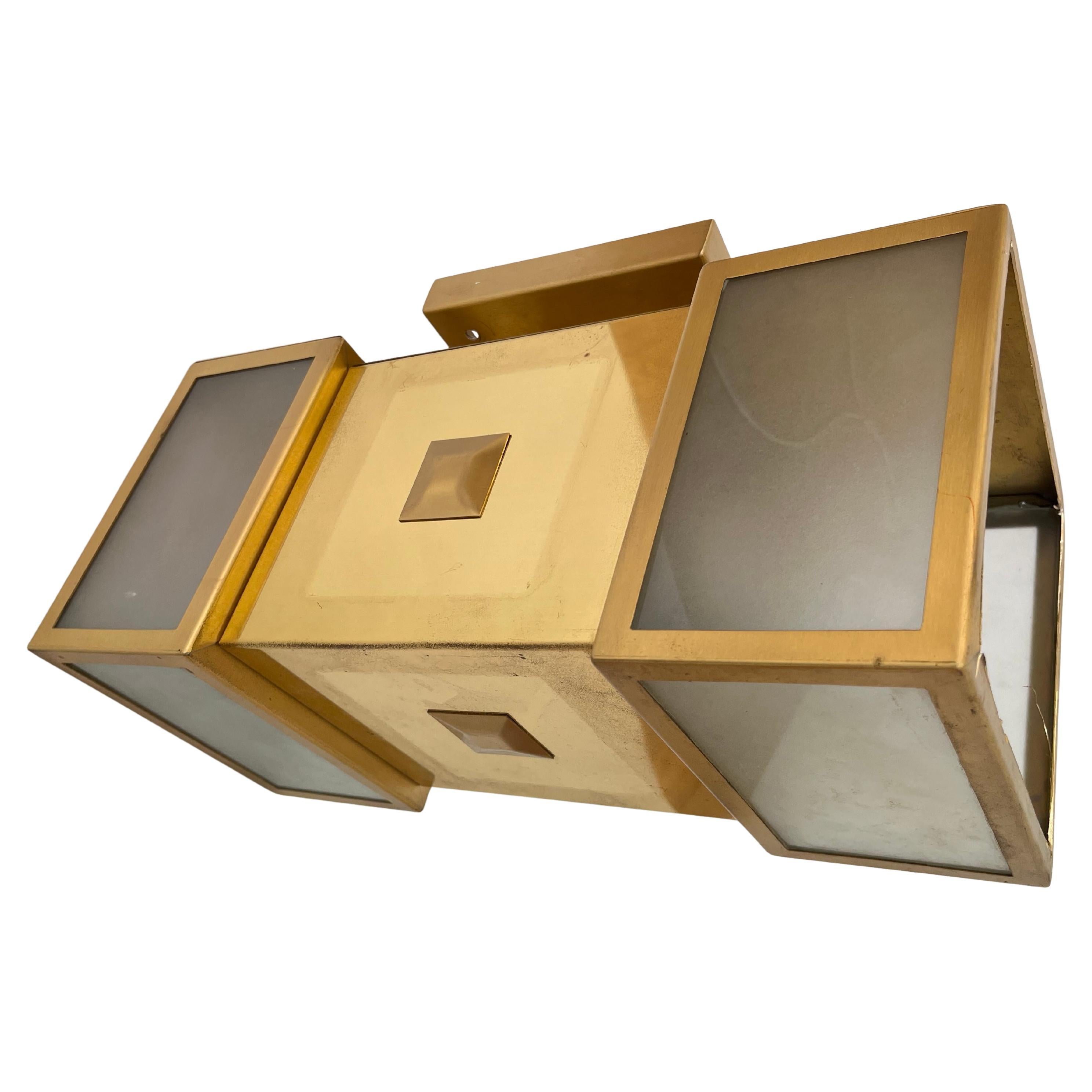 Lampe murale ou plafonnier en laiton XXL Design, années 1980/Tchécoslovaquie