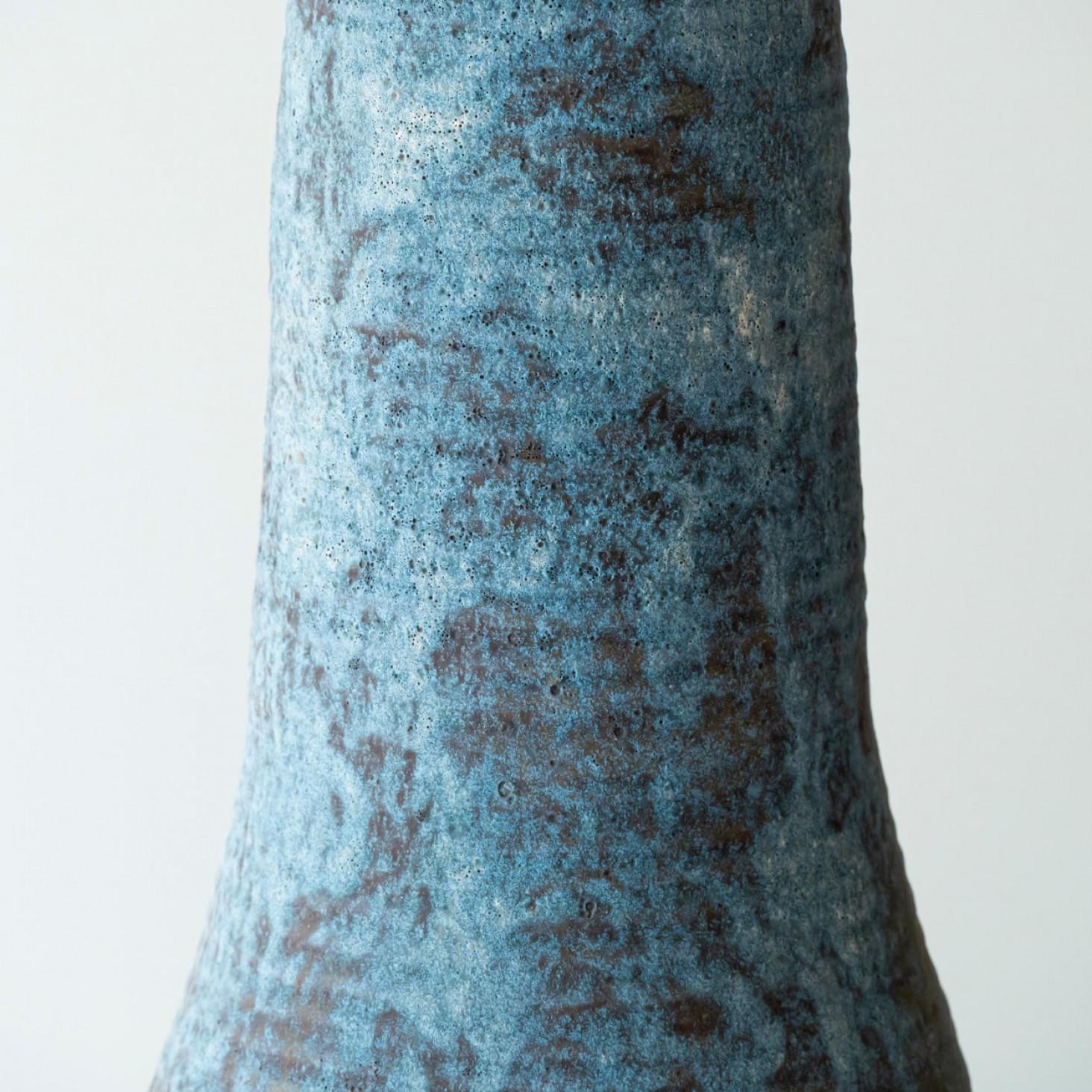 XXL Elongated Ovoid Ceramic Table Floor Lamp with Green Lampshade by R. Houben en Bueno estado para la venta en Rijssen, NL