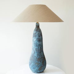 XXL Elongated Ovoid Ceramic Table Floor Lamp with Lampshade by R. Houben