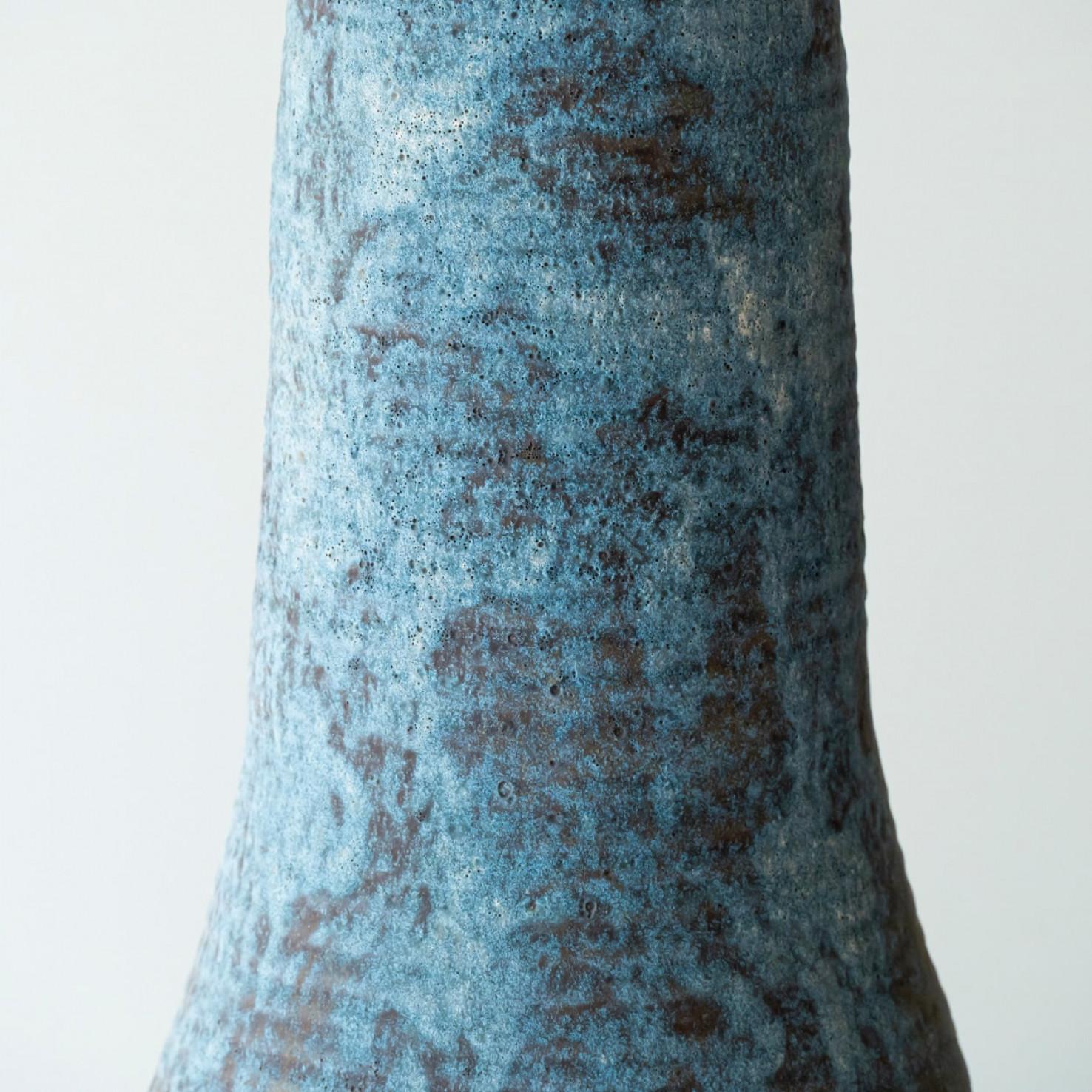 Danish XXL Elongated Ovoid Ceramic Table Floor Lamp with Lampshade by R. Houben For Sale