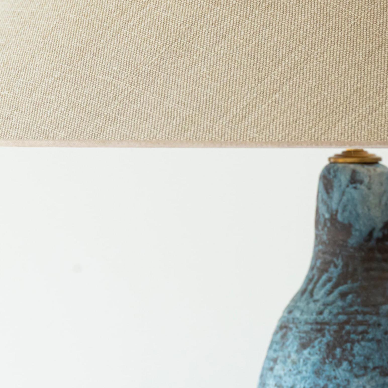 Other XXL Elongated Ovoid Ceramic Table Floor Lamp with Lampshade by R. Houben For Sale