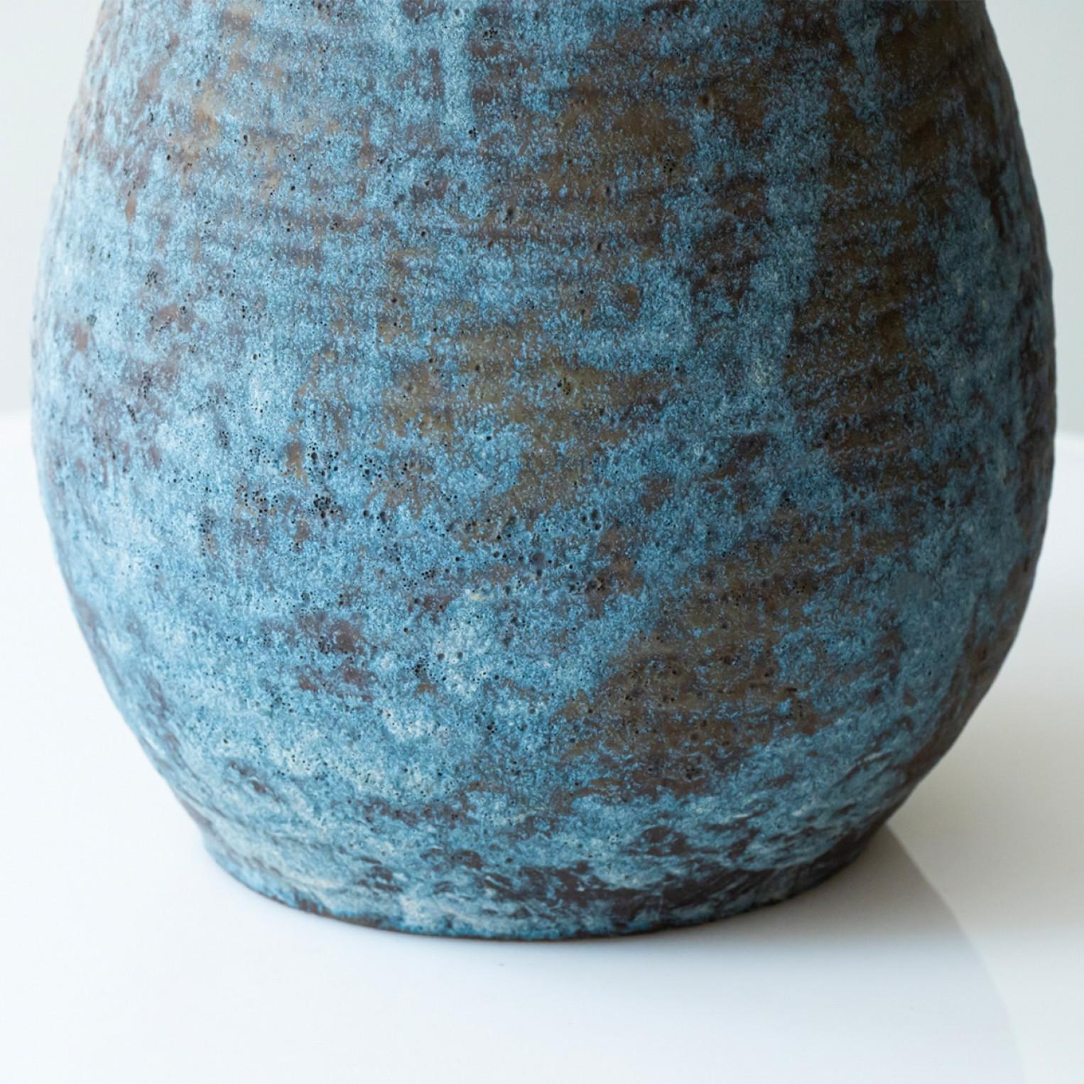 Late 20th Century XXL Elongated Ovoid Ceramic Table Floor Lamp with Lampshade by R. Houben For Sale