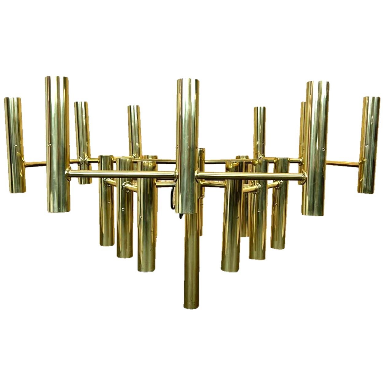 XXL Extra Large 39-Light Ceiling Fixture by Sciolari, Italy, 1970s In Good Condition For Sale In Rijssen, NL