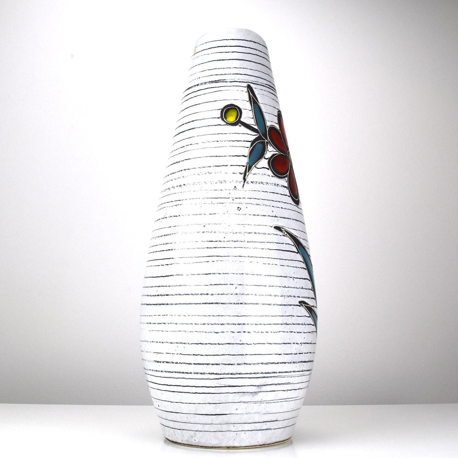 Smaltato XXL Flower Power Fat Lava Vase Scheurich Pottery 270-50 Mid-Century Modern WGP in vendita