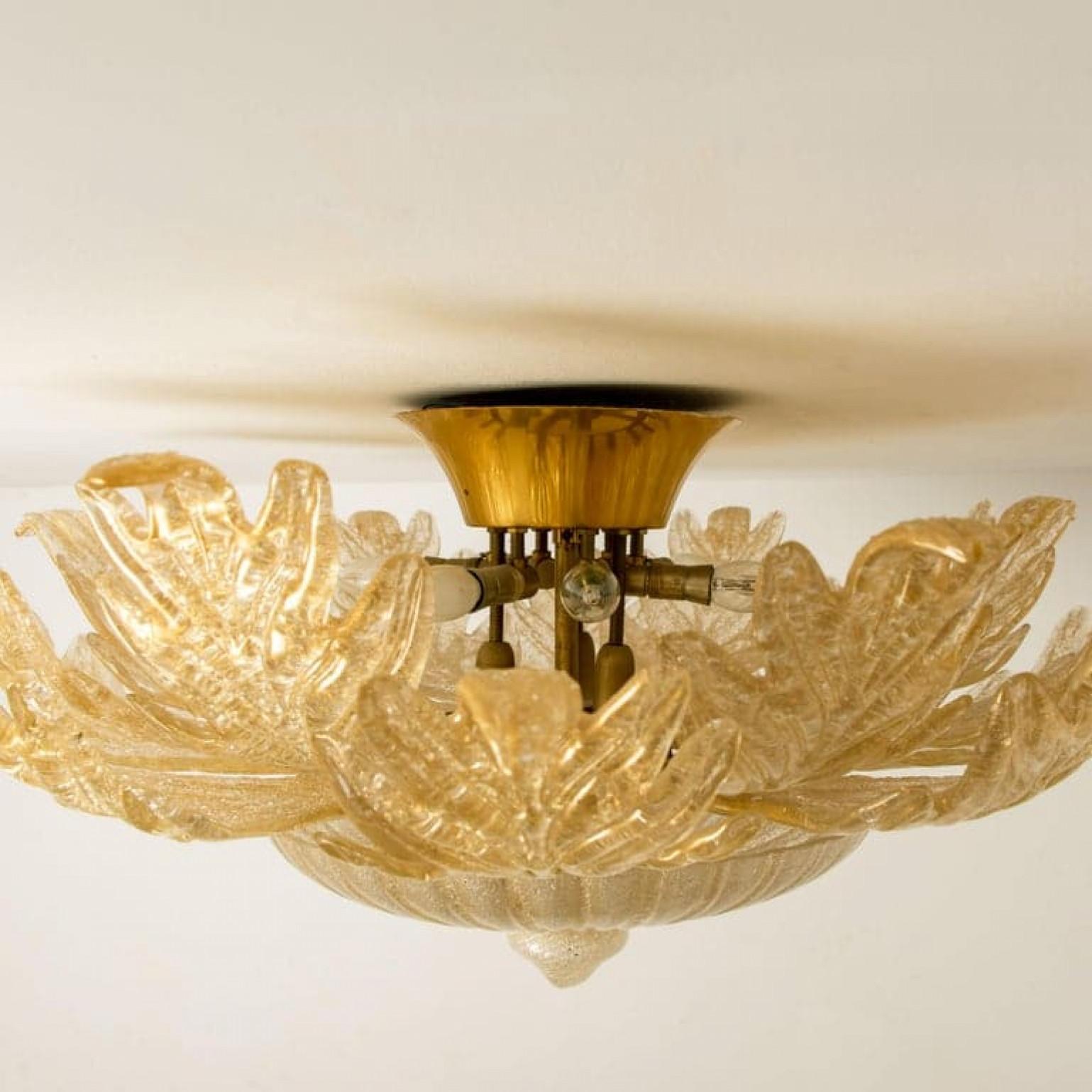 XXL Flush Mount Murano Glass Barovier & Toso, Italy, (D 37.4