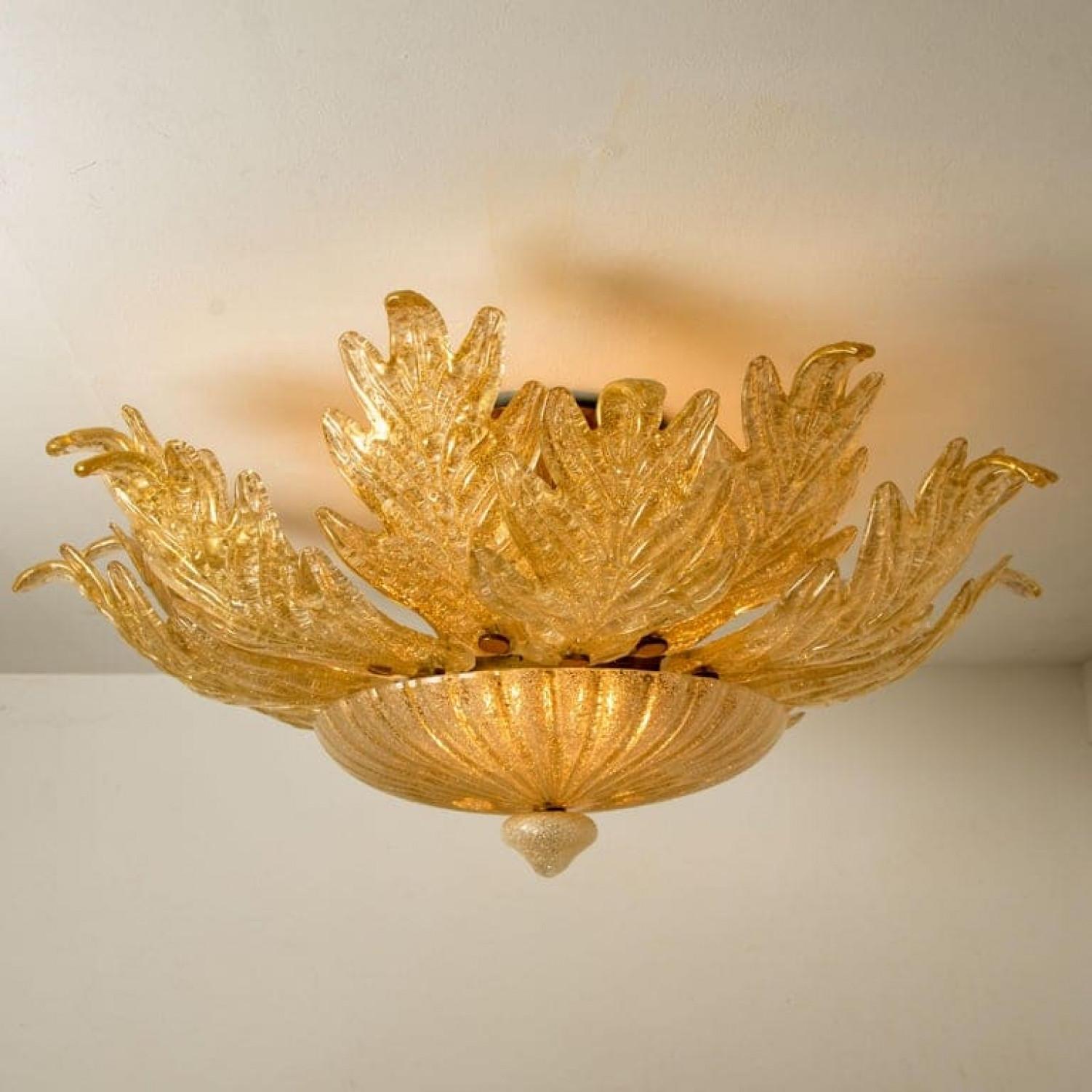 20th Century XXL Flush Mount Murano Glass Barovier & Toso, Italy, (D 37.4