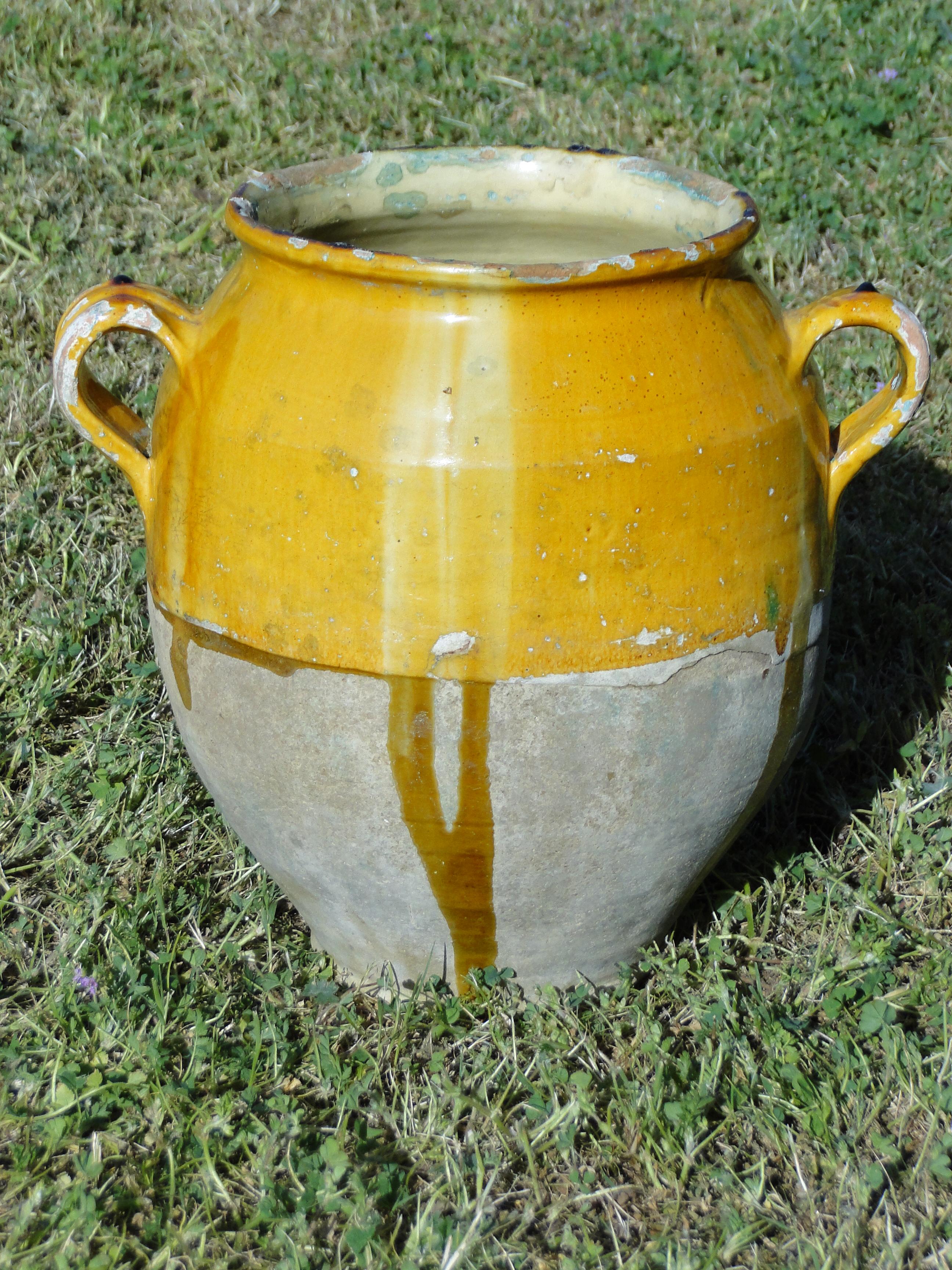 Xxl French Antique Confit Redware Faience Yellowware Art Pottery Pot 1