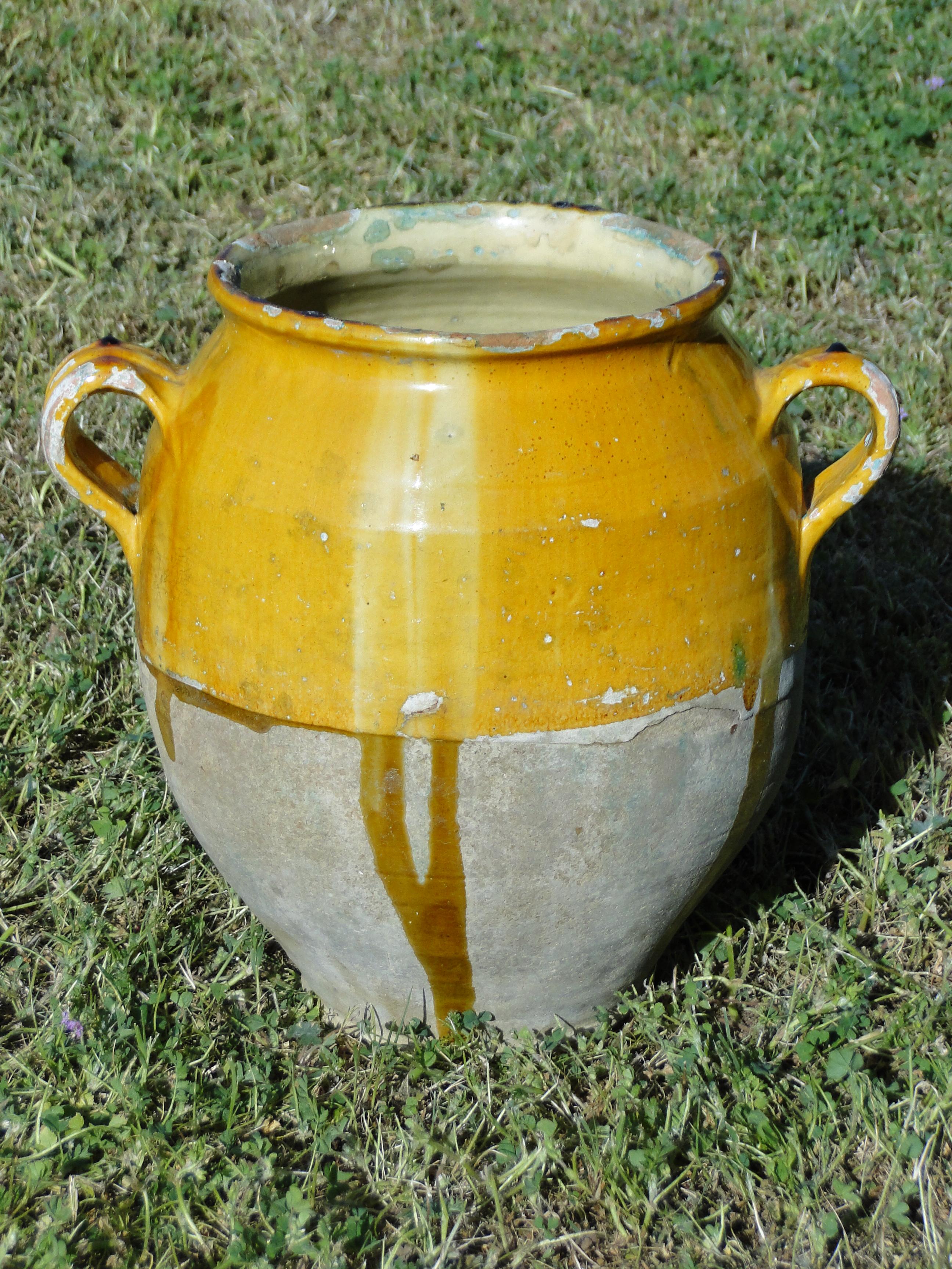 Xxl French Antique Confit Redware Faience Yellowware Art Pottery Pot 2