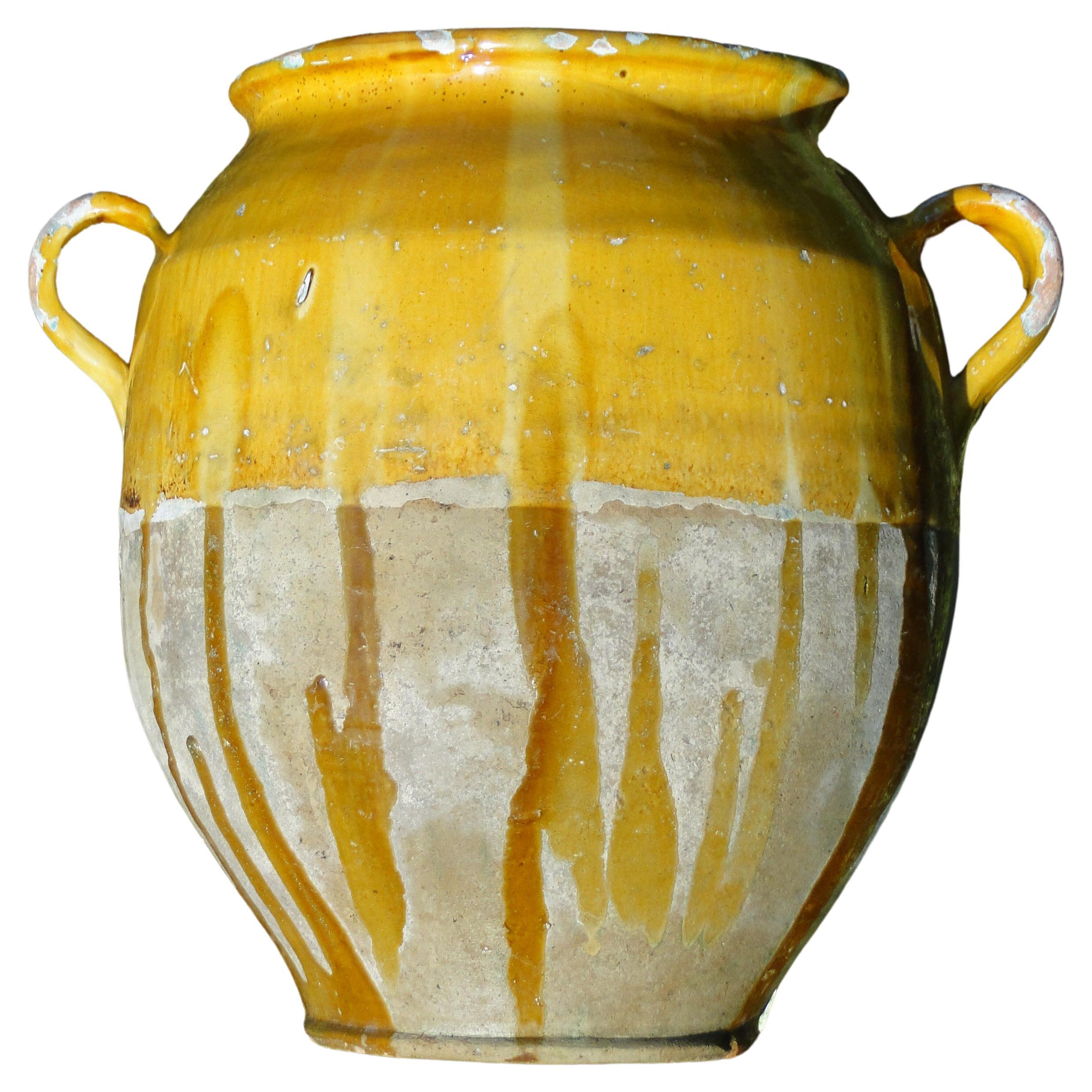 Xxl French Antique Confit Redware Faience Yellowware Art Pottery Pot