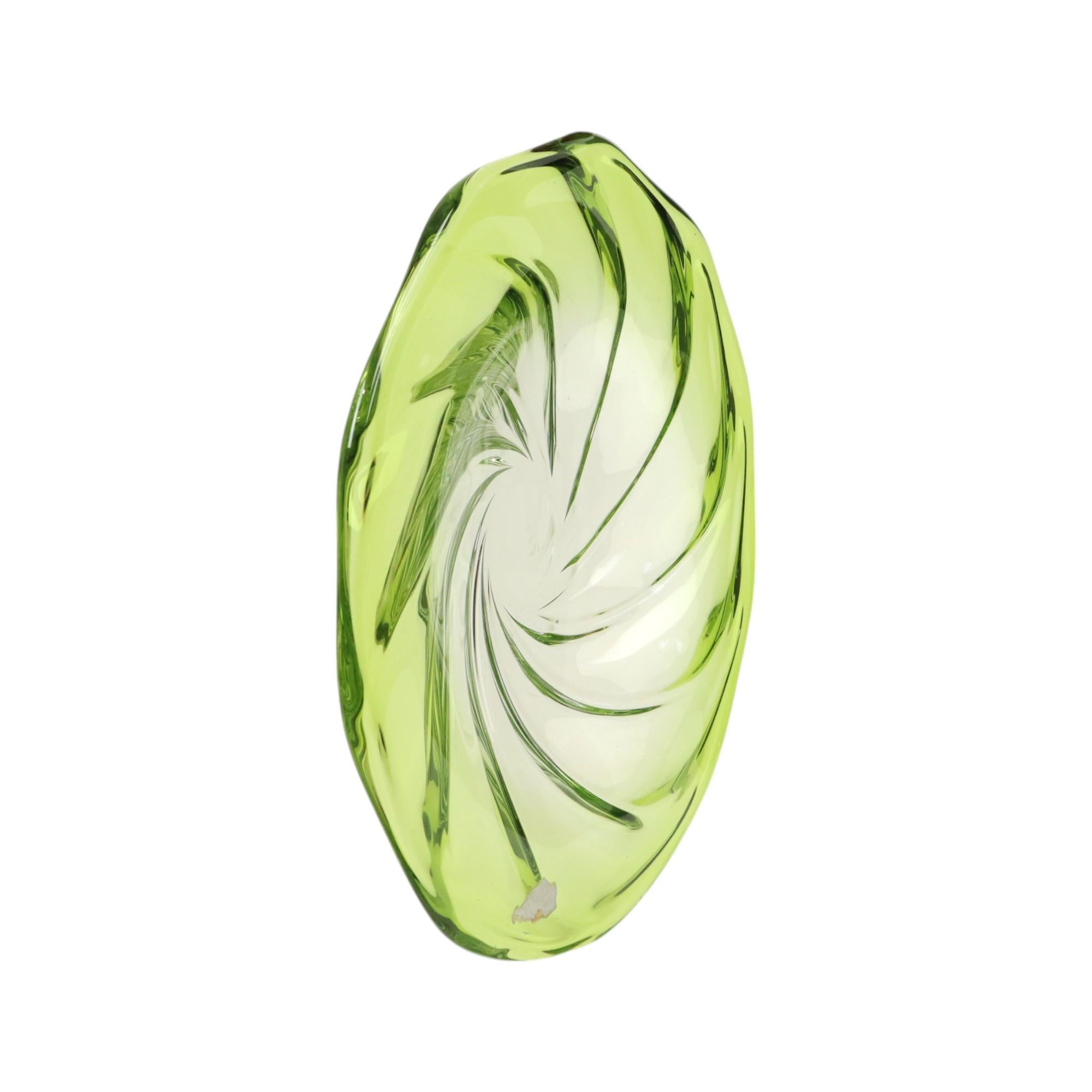 Coupe à fruits XXL Val Saint Lambert Crystal Lime Green 40cm en vente 4