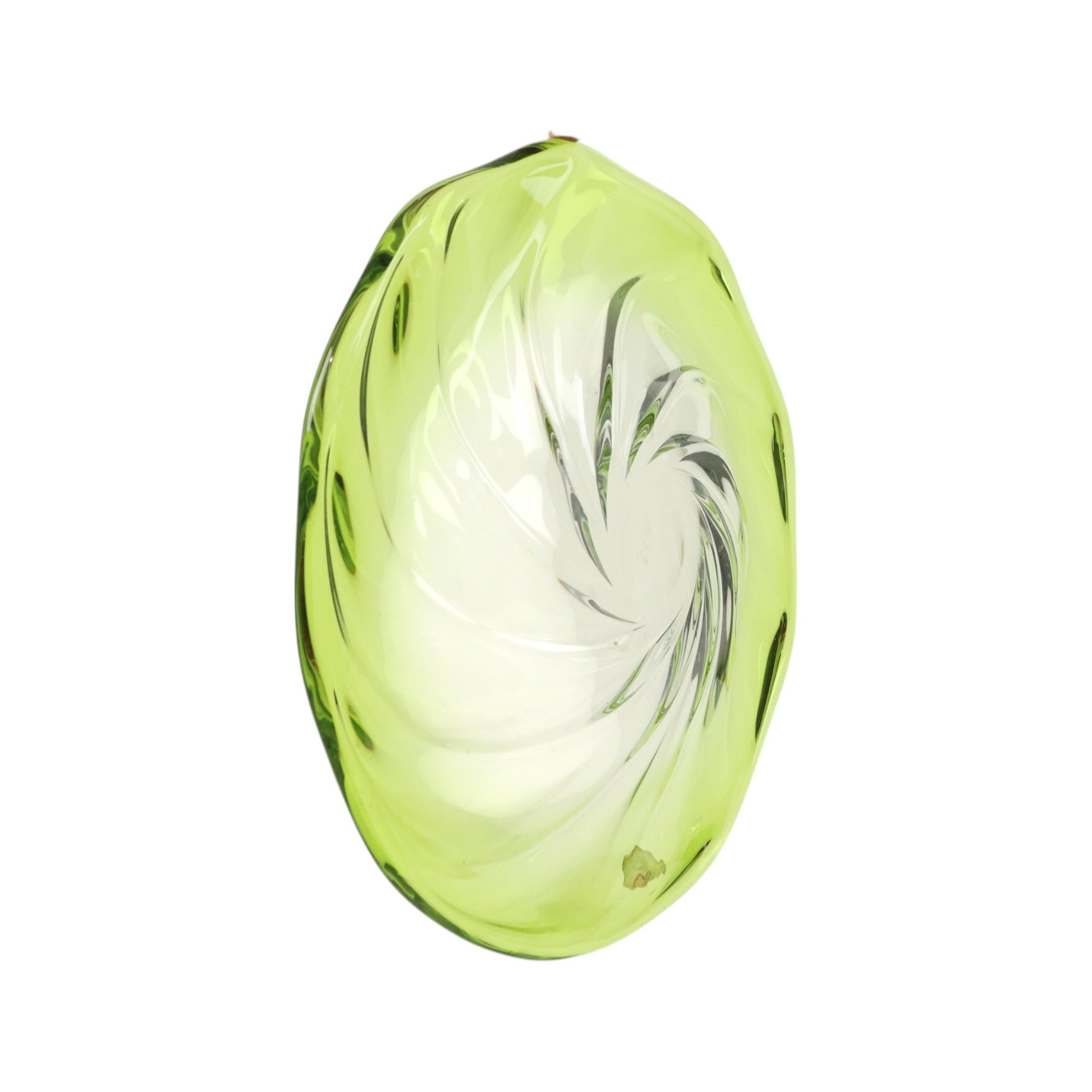 Coupe à fruits XXL Val Saint Lambert Crystal Lime Green 40cm en vente 6