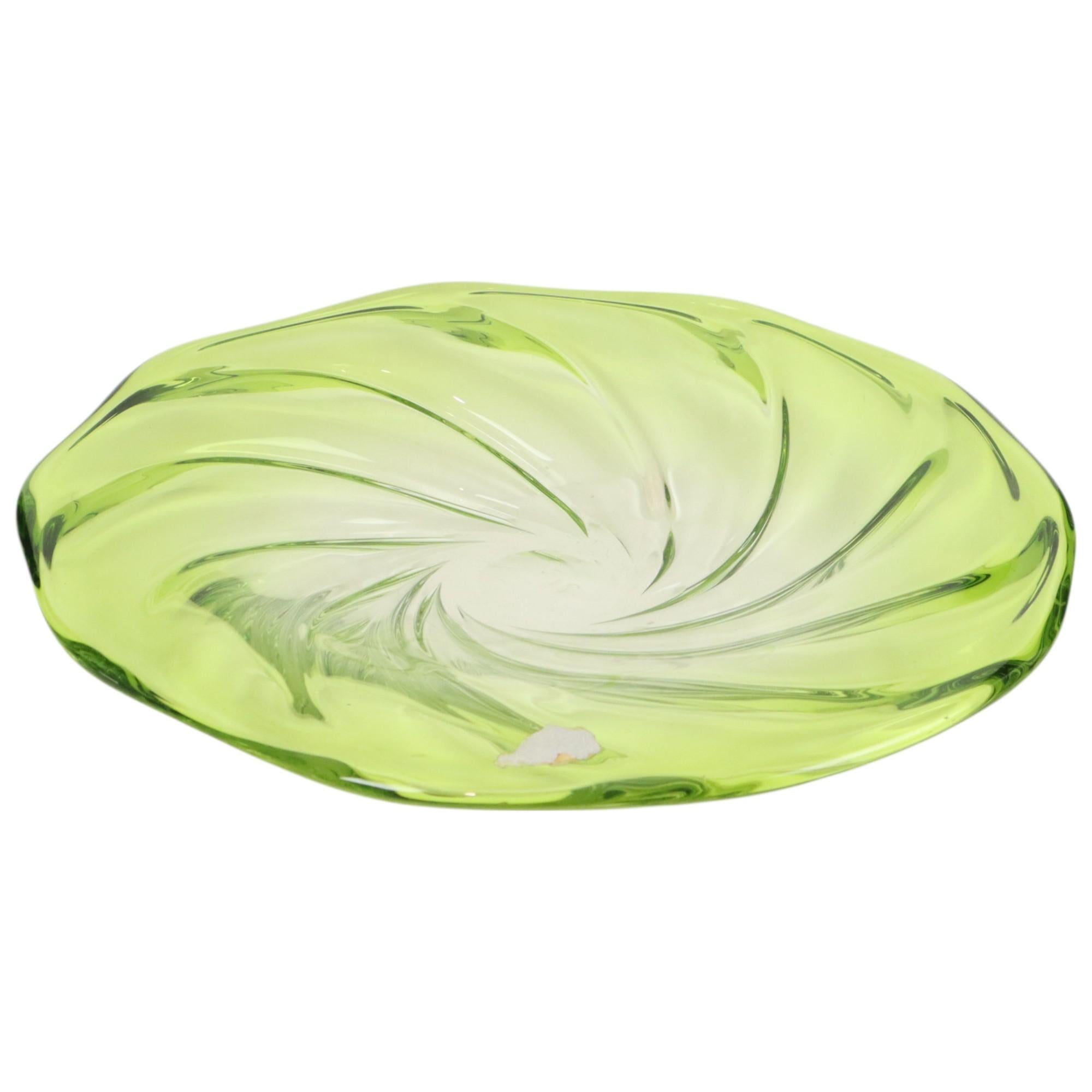 Coupe à fruits XXL Val Saint Lambert Crystal Lime Green 40cm en vente 1
