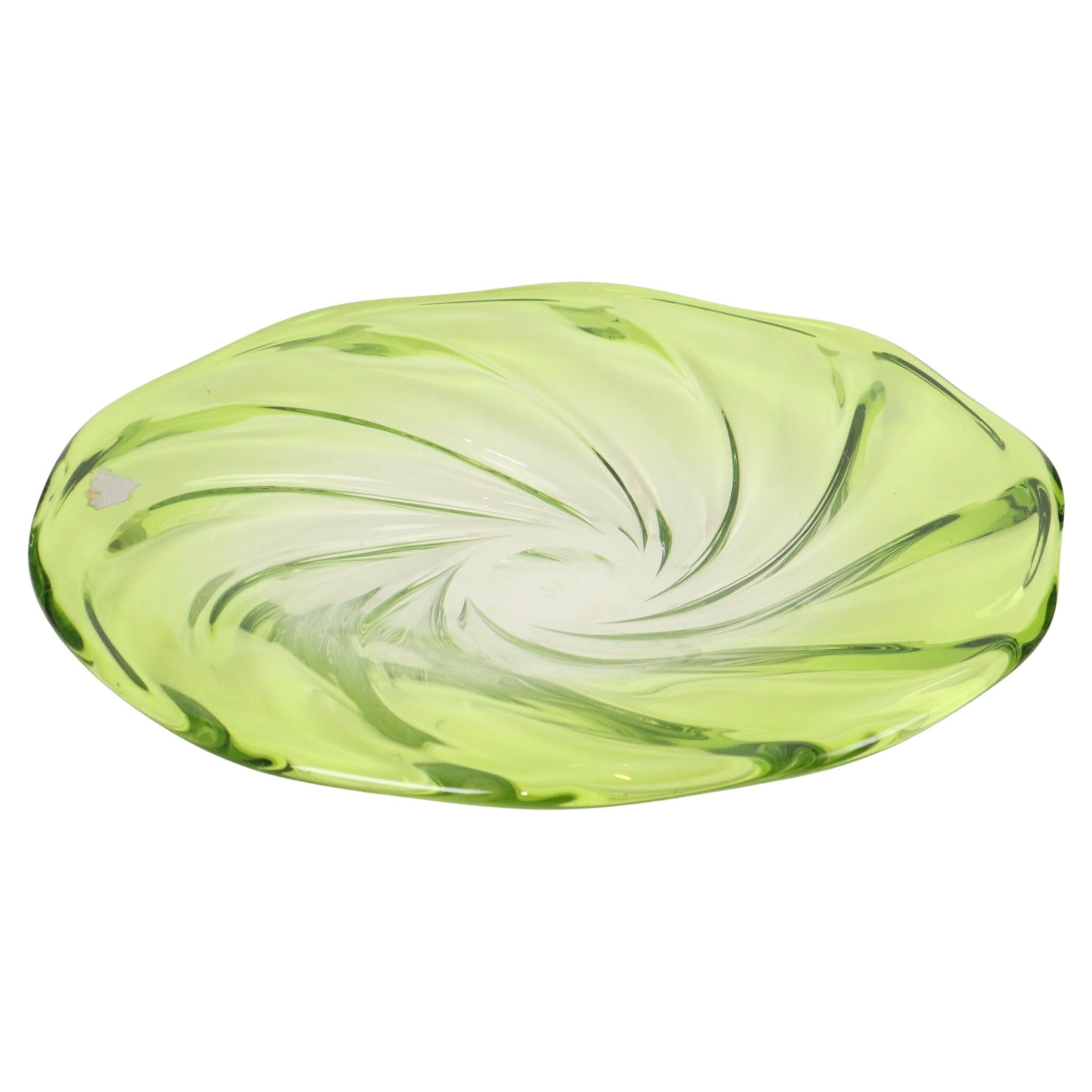 XXL Fruit Bowl Val Saint Lambert Crystal Lime Green 40cm