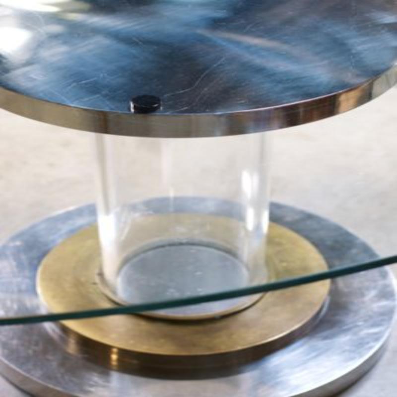 Table de conférence XXL en verre, laiton et acrylique par Romeo Rega, Italie, années 1970 en vente 4