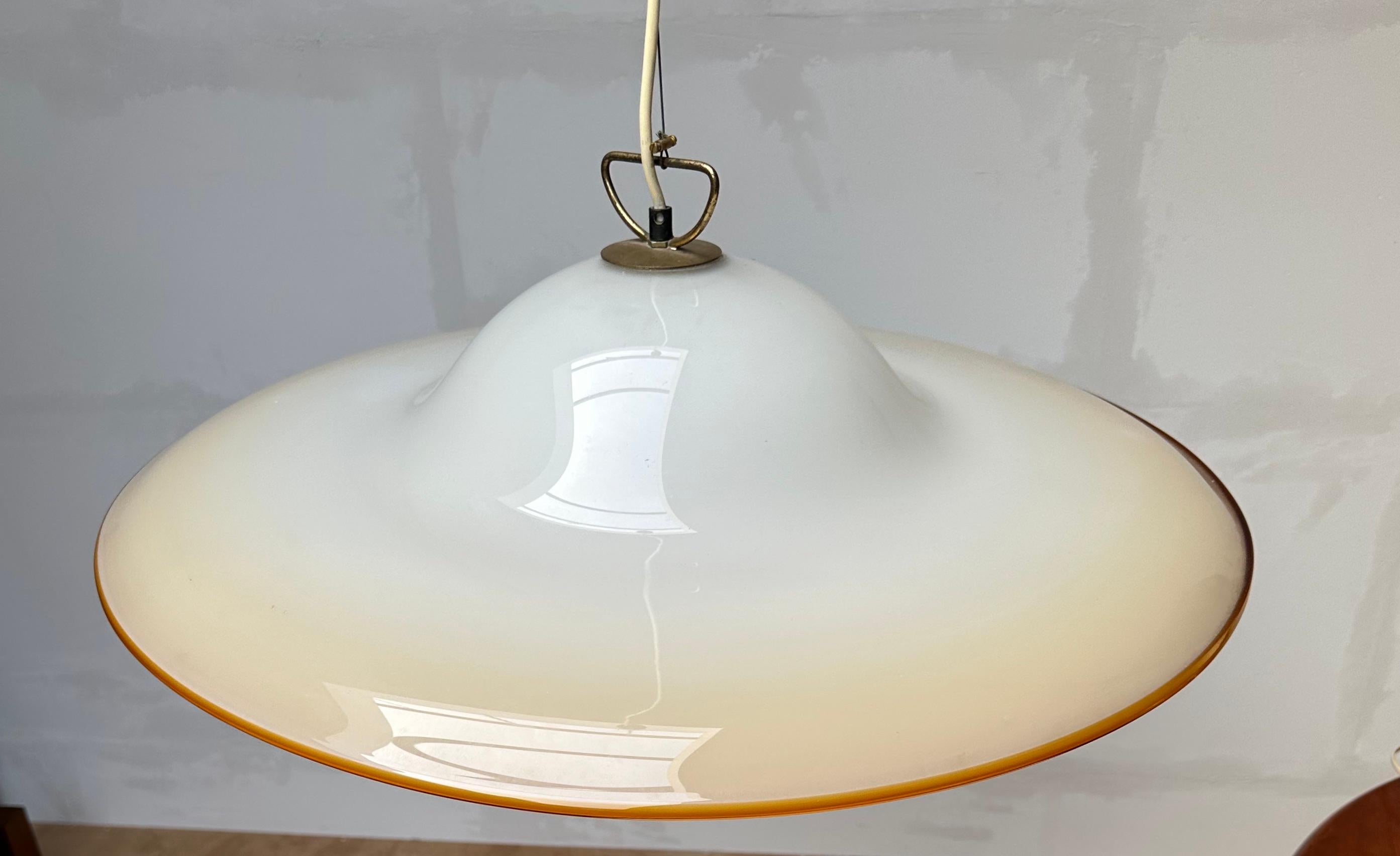 XXL & Great Shape Venetian Murano Pendant Light of Mouthblown Glass by Seguso For Sale 4