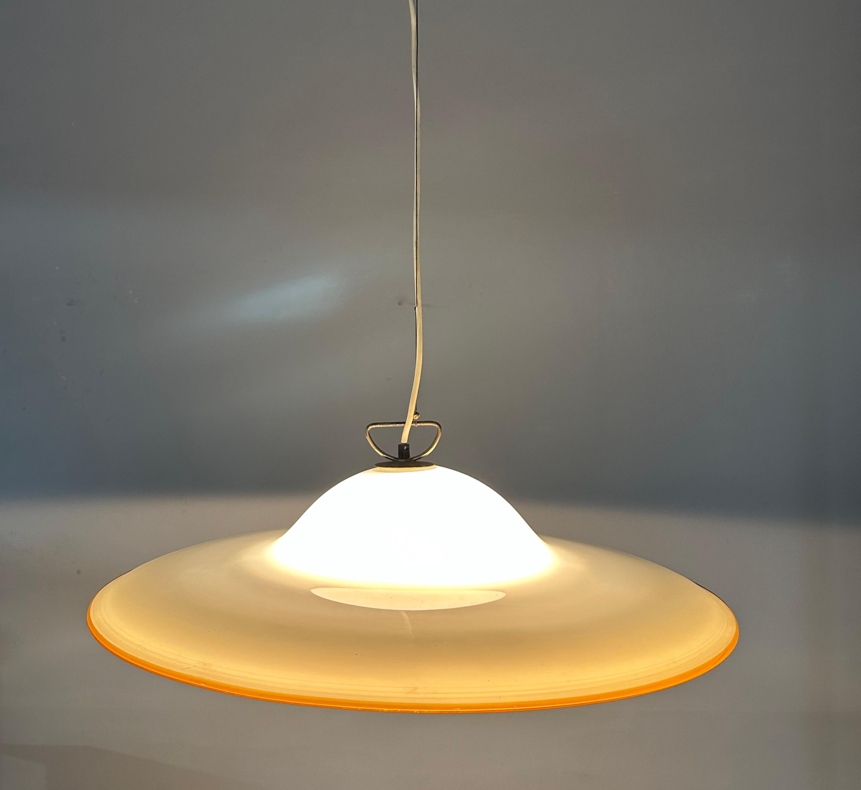 Mid-Century Modern Lampe à suspension vénitienne de Murano en verre soufflé à la bouche XXL & Great Shape de Seguso en vente