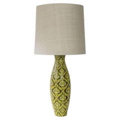 XXL Green Baroque Pattern Ceramic Lamp, Custom Matching Lampshade by R. Houben