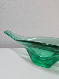 XXL Green Murano Glass Bowl shaped as Gondola, Italy 1970s